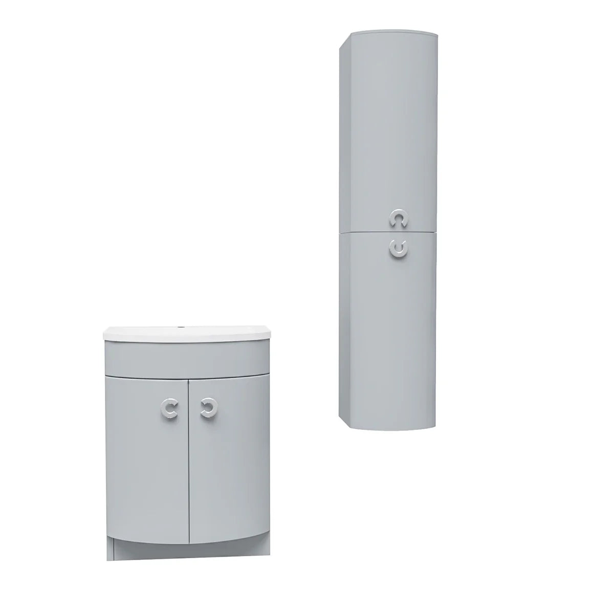 Dene Matte Grey 600mm Freestanding Basin Vanity Unit & Tall Storage Cabinet Bathroom Set
