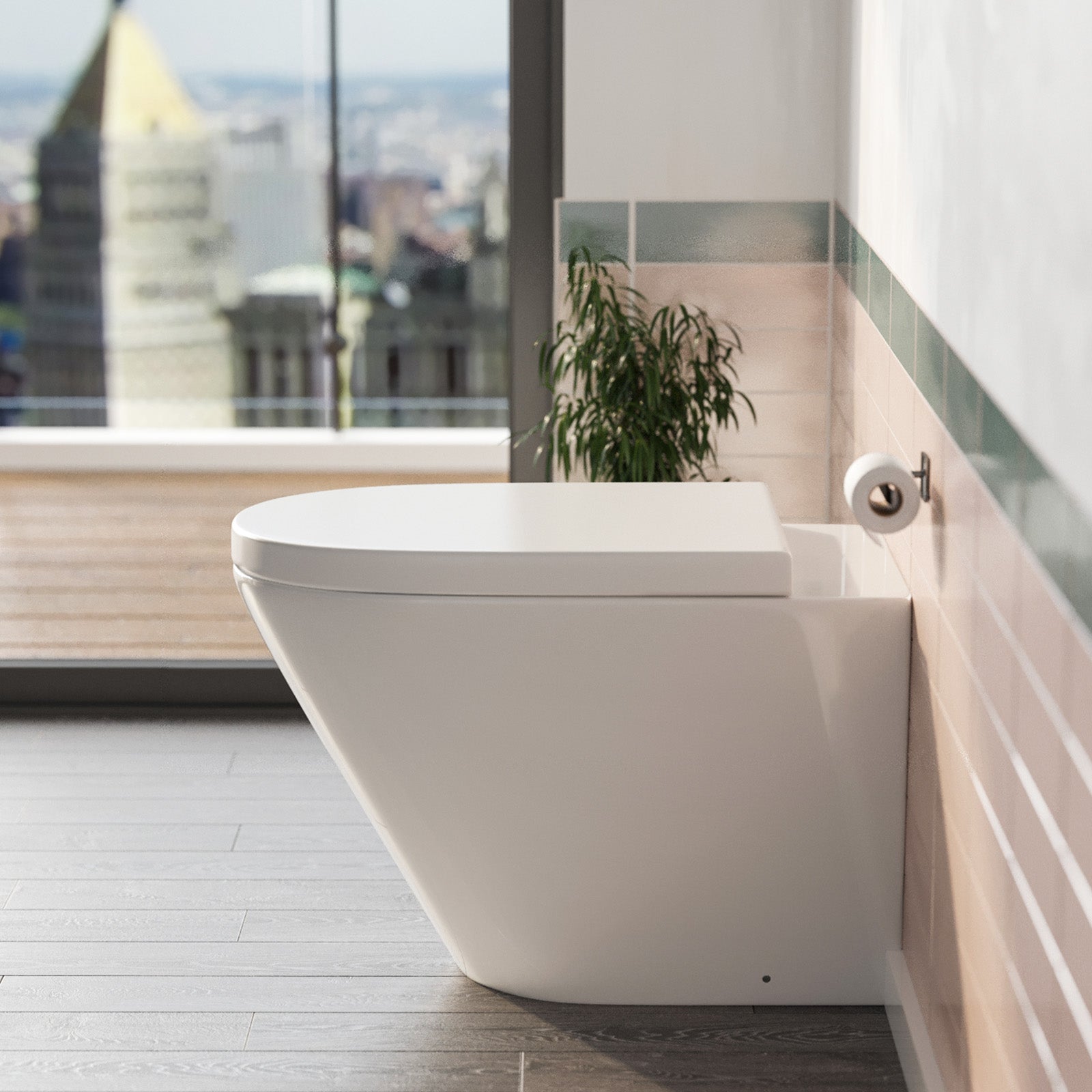 Ellis Round Back To Wall Rimless Toilet Pan + Soft Close Seat