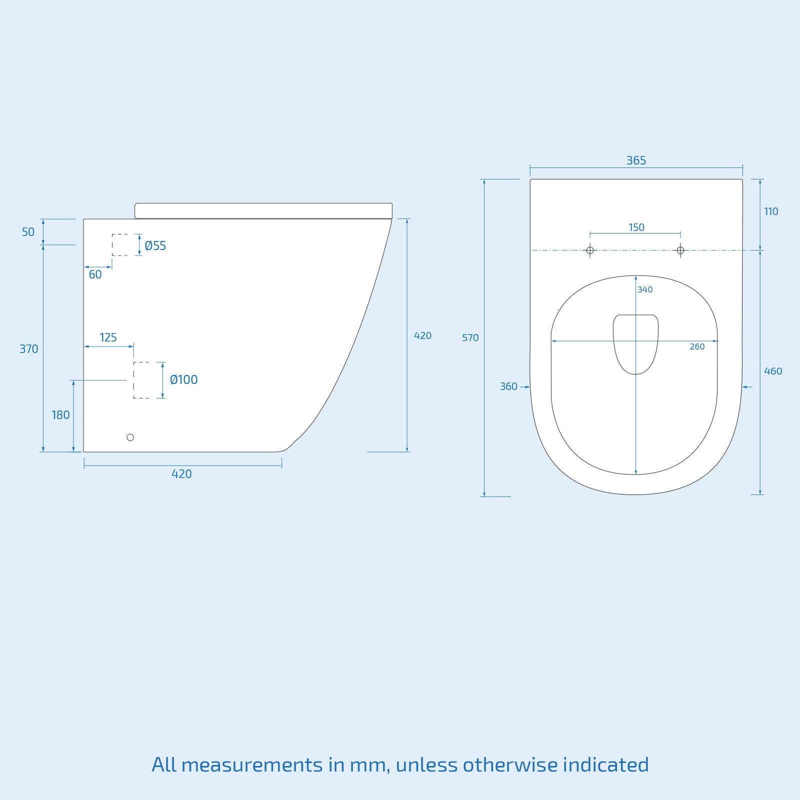 Ellis Round Back To Wall Rimless Toilet Pan + Soft Close Seat