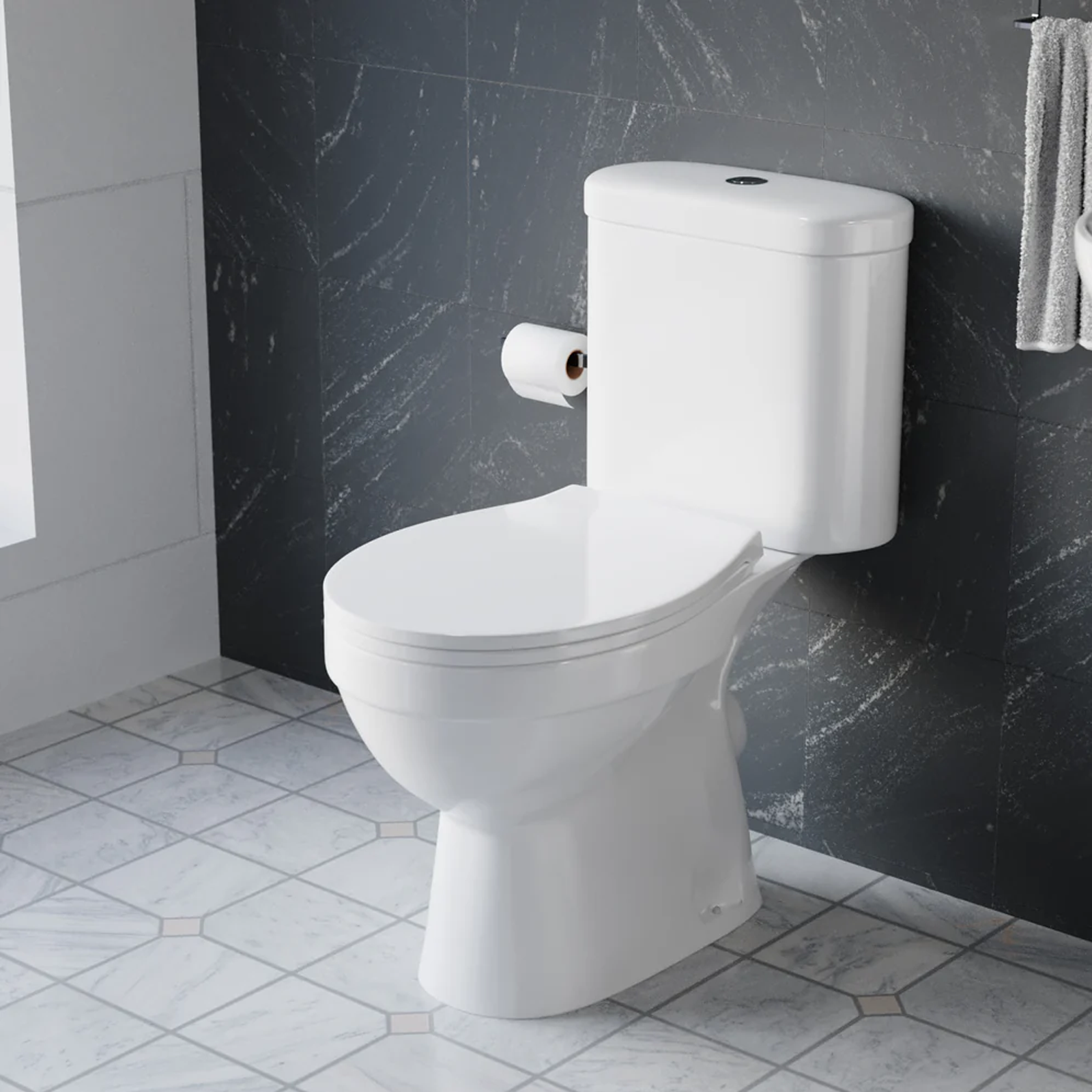 Graham White Close Coupled Toilet, 500mm Slim Edge Pedestal Basin & 1700mm Bath Set