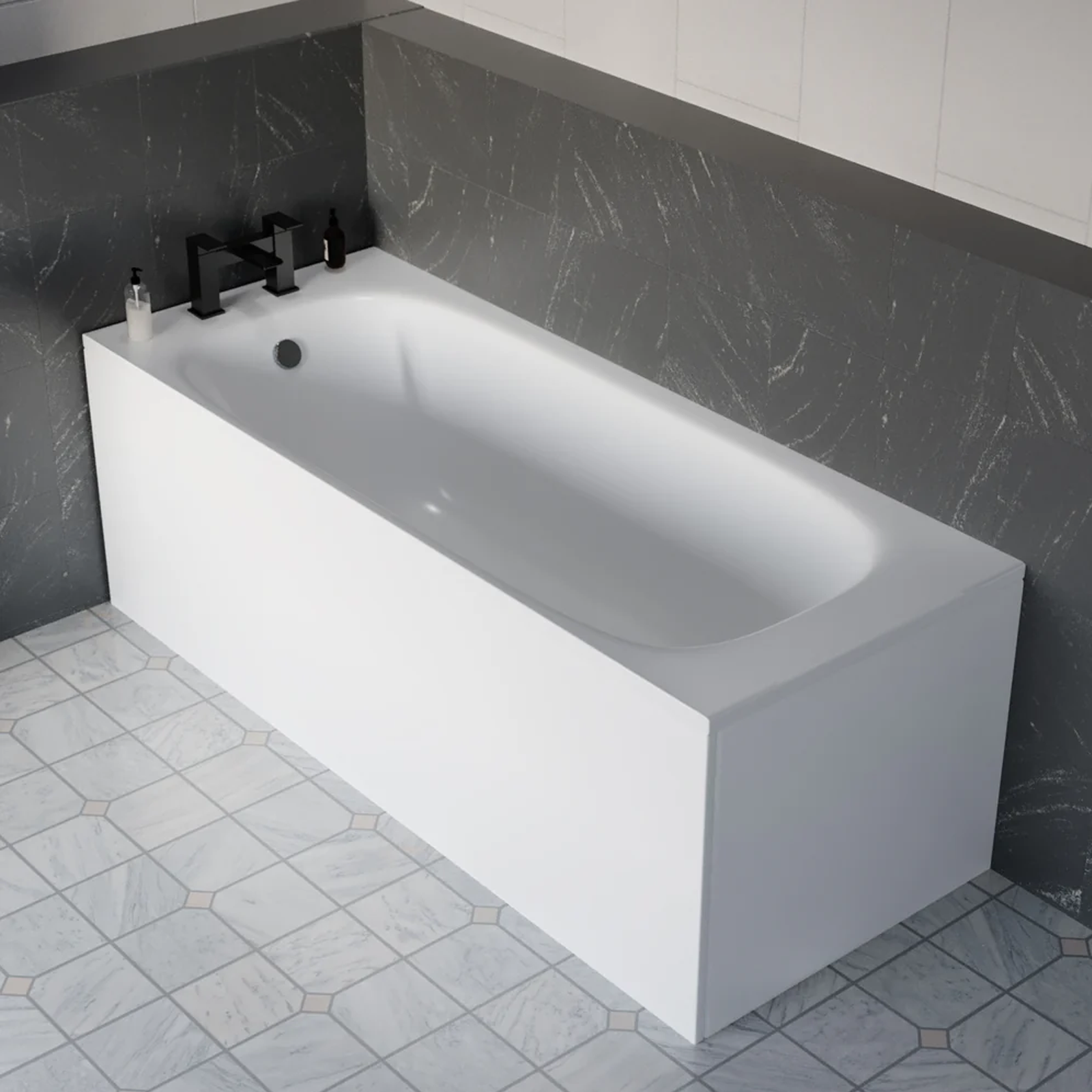 Graham White Close Coupled Toilet, 500mm Slim Edge Pedestal Basin & 1700mm Bath Set