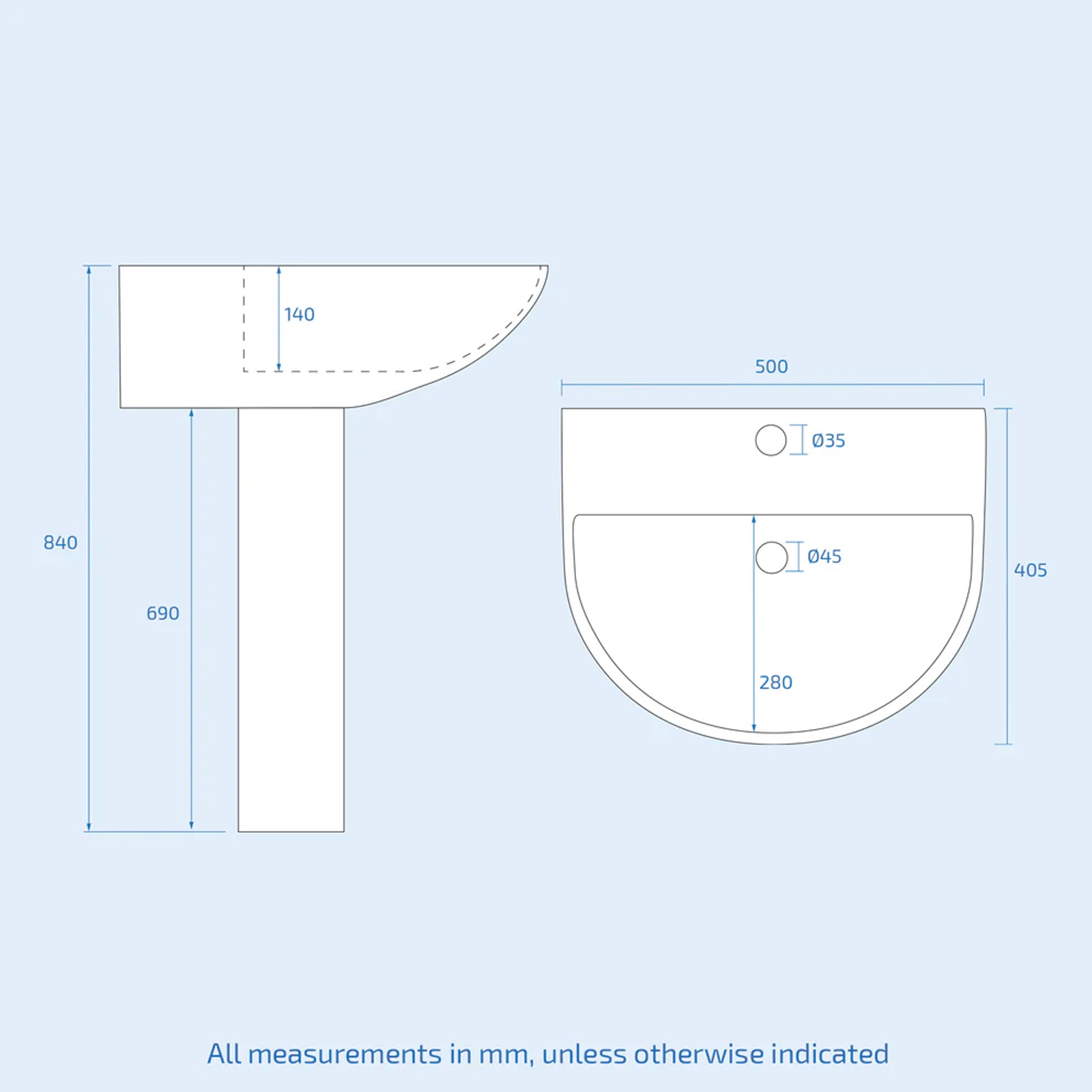 Graham Bathroom Suite - White Close Coupled Toilet, 500mm Slim Edge Pedestal Basin & 800mm Shower Screen