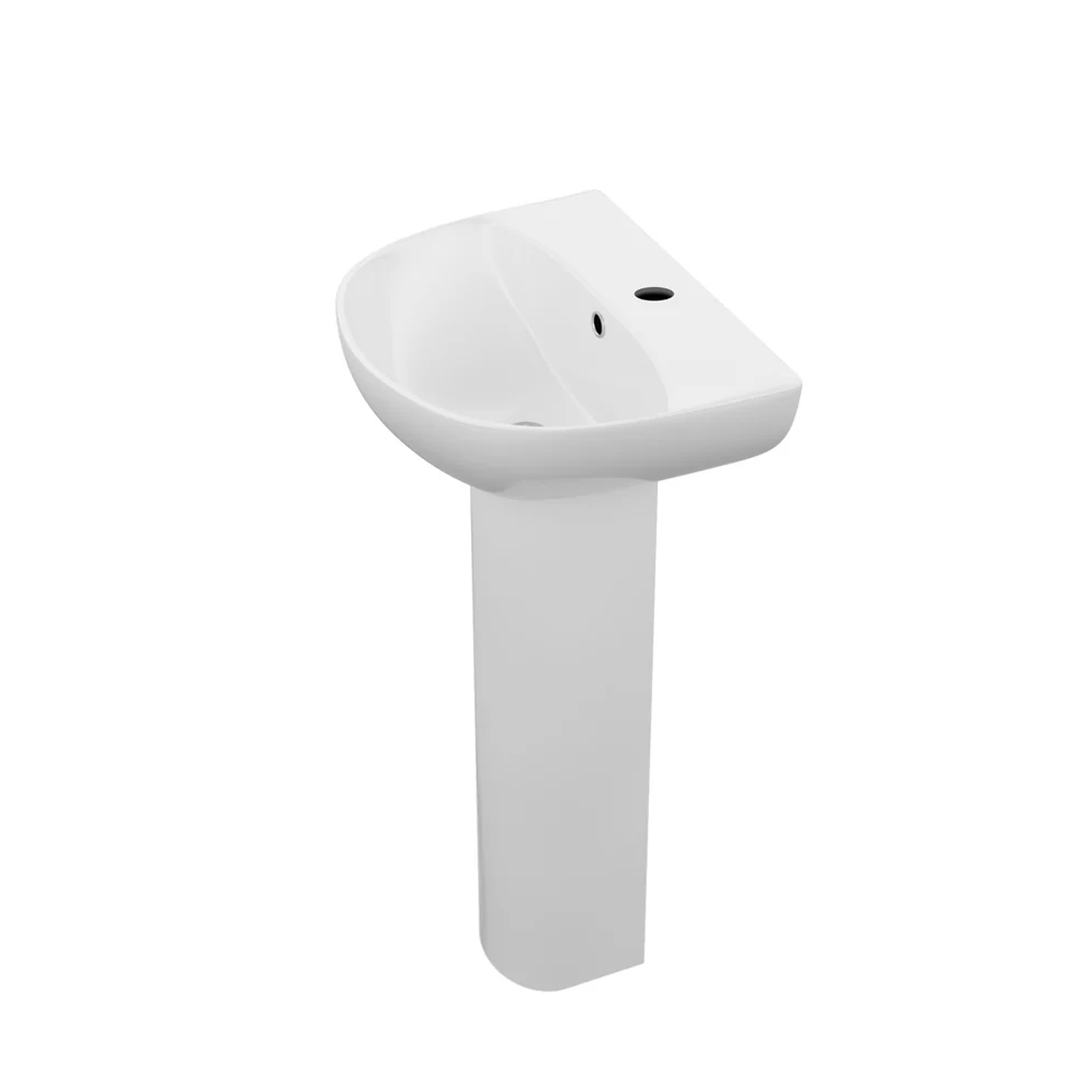 Modern White Round 500mm Slim Edge Full Pedestal Basin