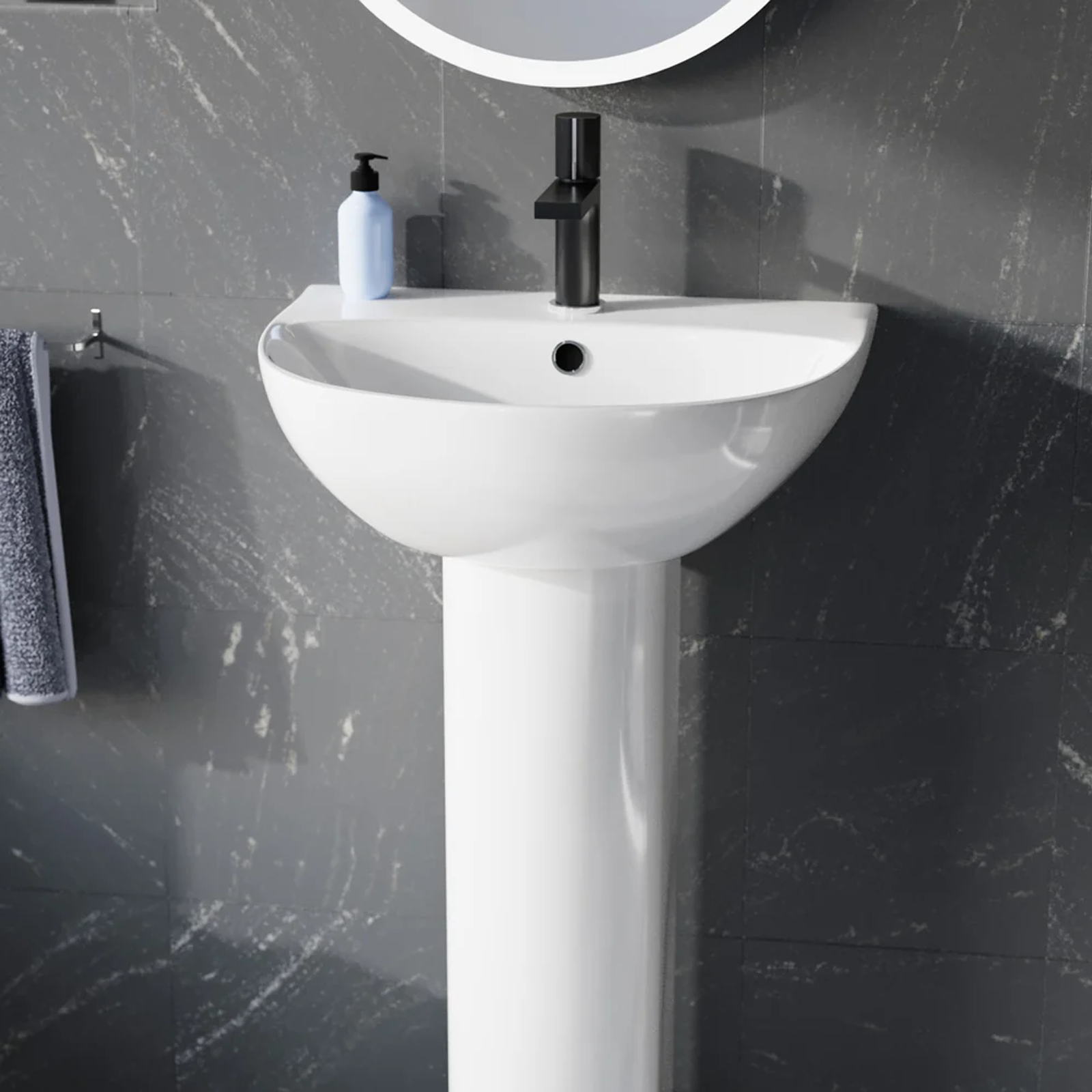 Graham White Closed Coupled Toilet & 550mm Slim Edge Pedestal Basin Set