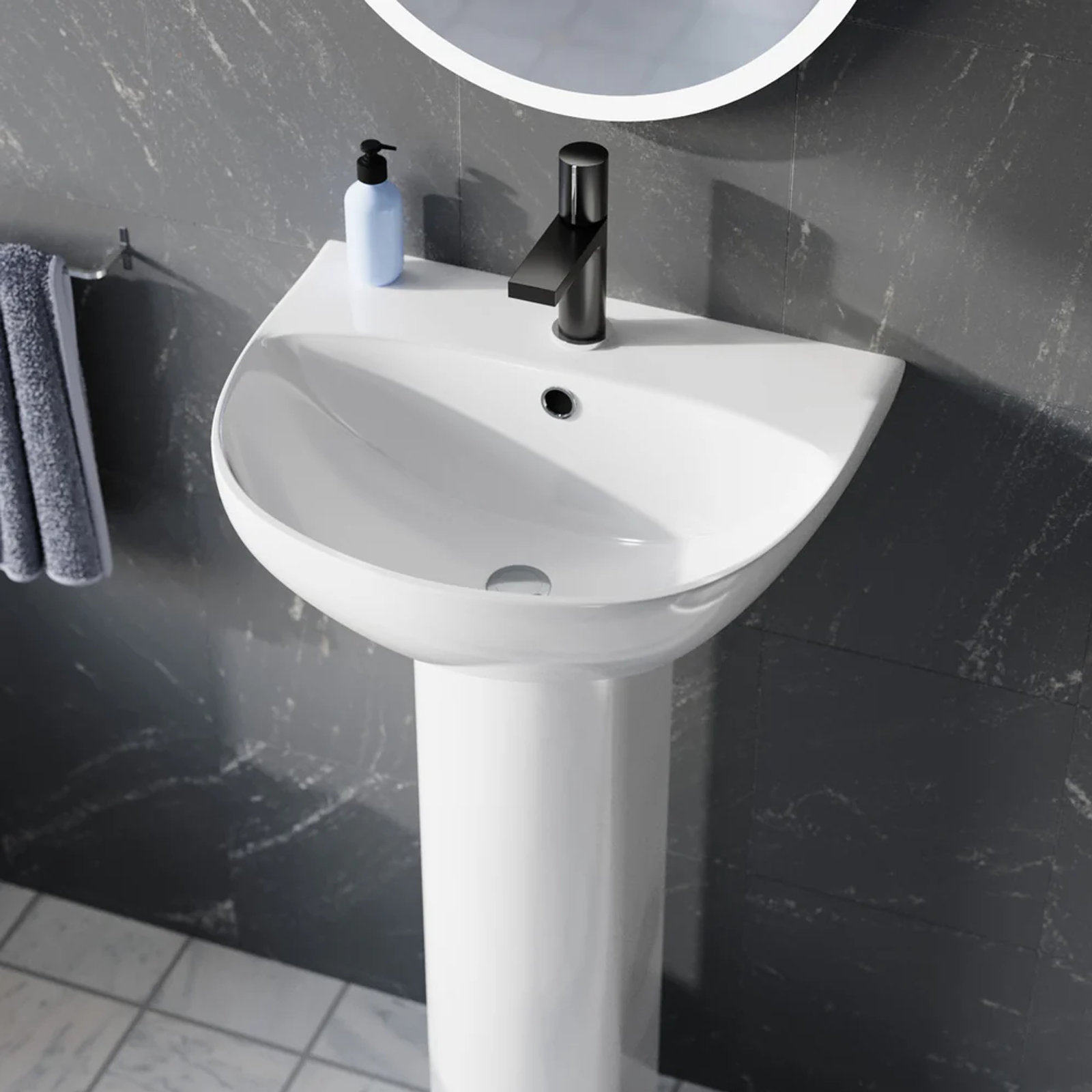 Graham White Closed Coupled Toilet & 550mm Slim Edge Pedestal Basin Set