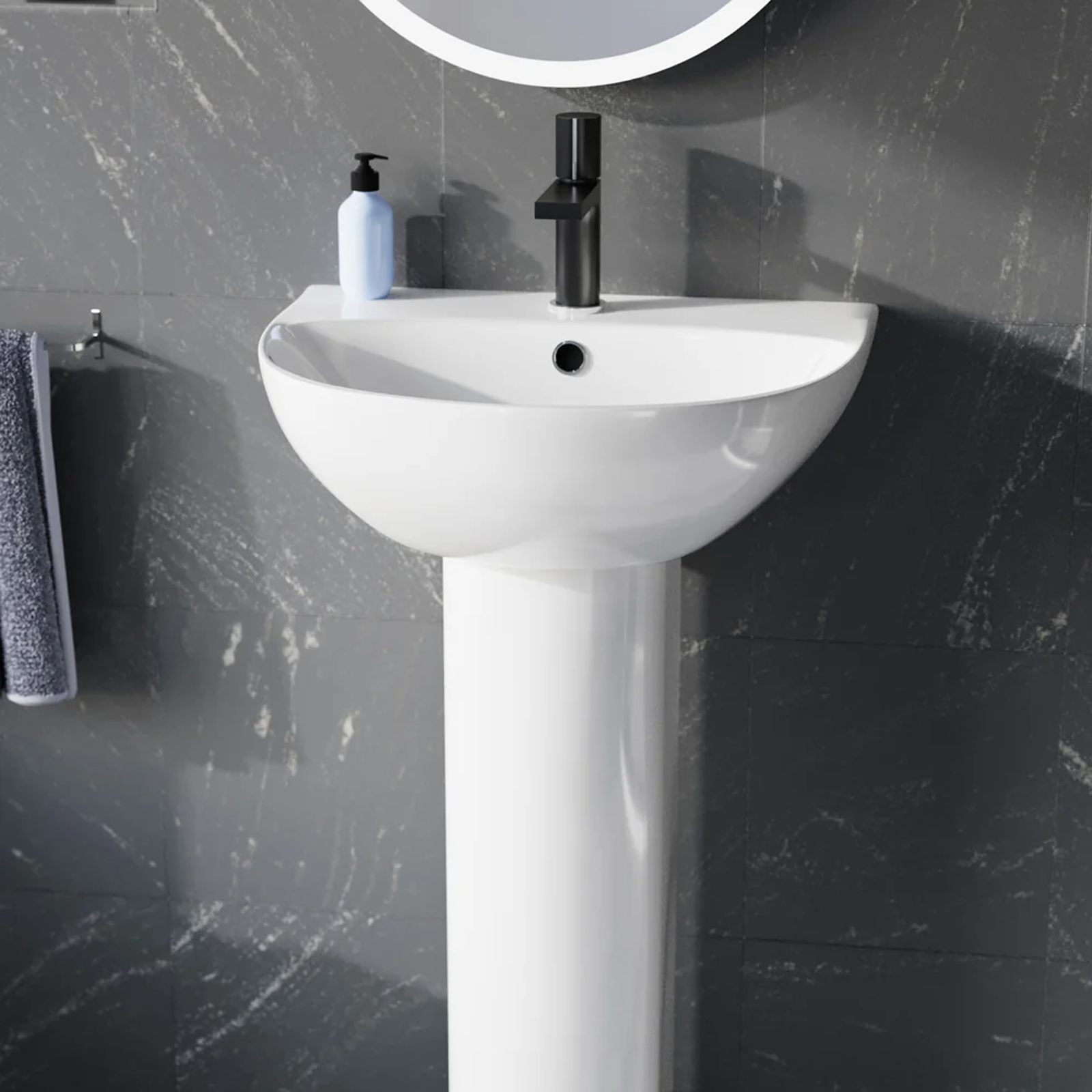 Graham White Close Coupled Toilet, 550mm Slim Edge Pedestal Basin & 1700mm Bath Set