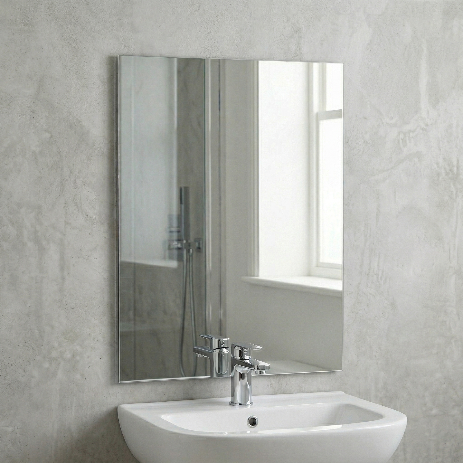 Kartell Piazza 600mm W x 800mm H Rectangle Chrome Frameless Mirror Wall Mounted - PI6080