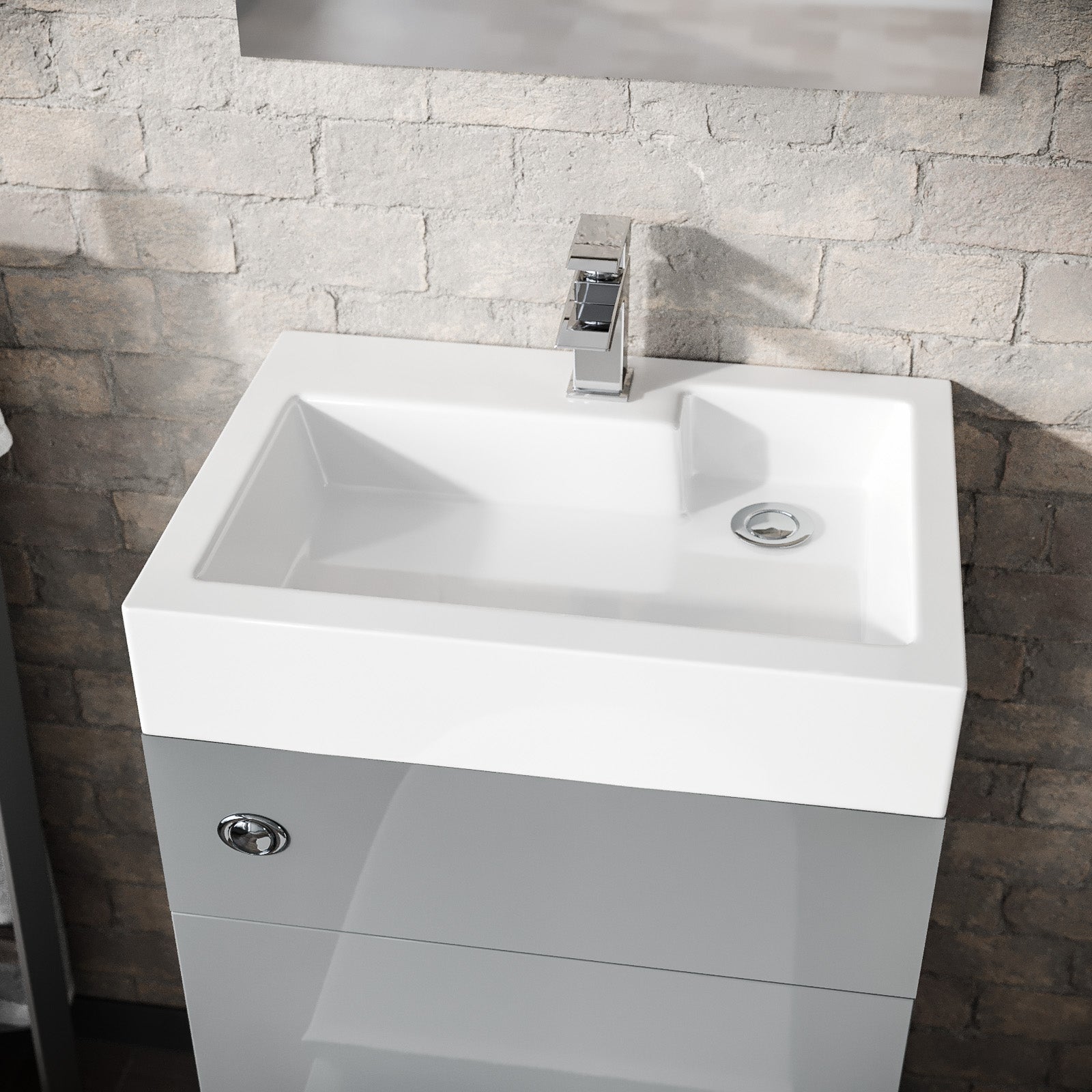 Bretford 500mm White Rectangular L Shaped Basin
