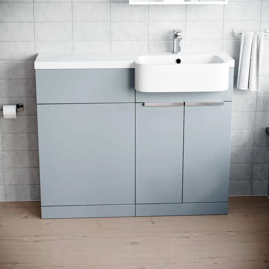 1000mm Right Hand Matte Grey Basin Vanity and WC Unit Chrome Handles