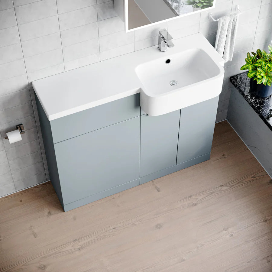 1000mm Right Hand Matte Grey Basin Vanity and WC Unit Chrome Handles