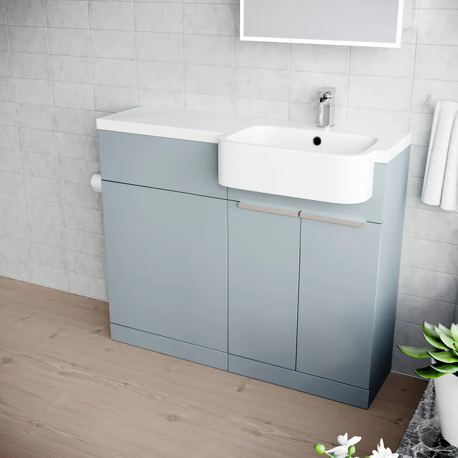 1000mm Right Hand Matte Grey Basin Vanity and WC Unit Chrome Handles
