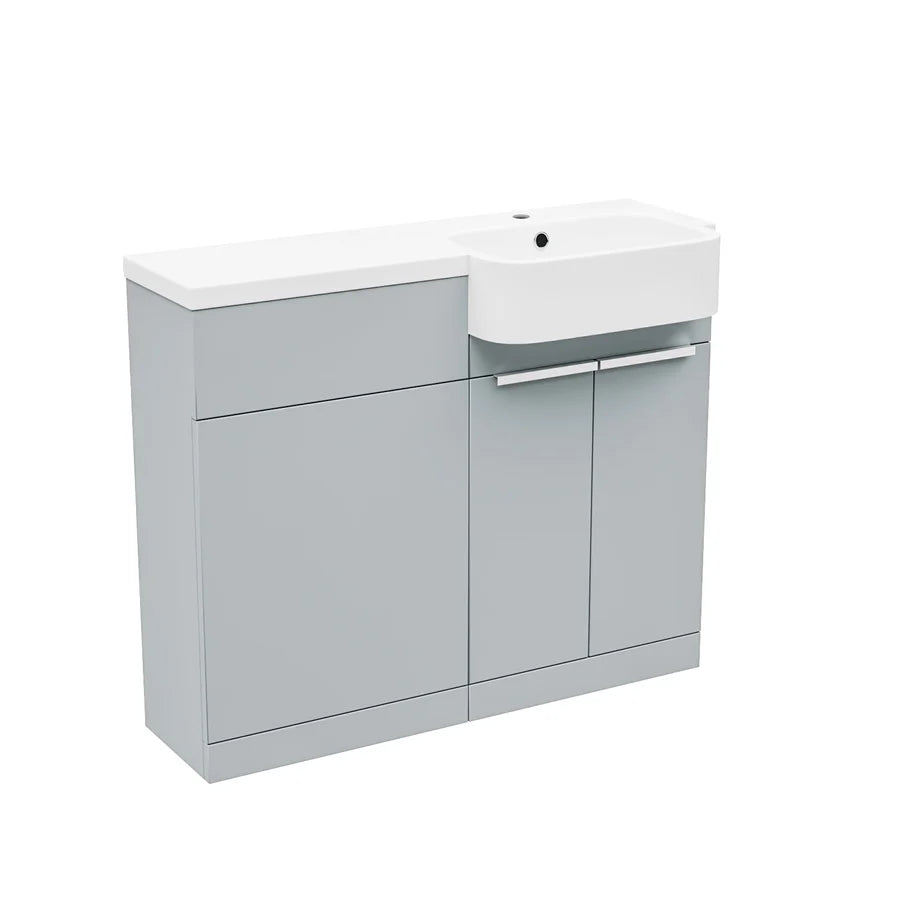 1000mm Right Hand Matte Grey Basin Vanity and WC Unit Chrome Handles