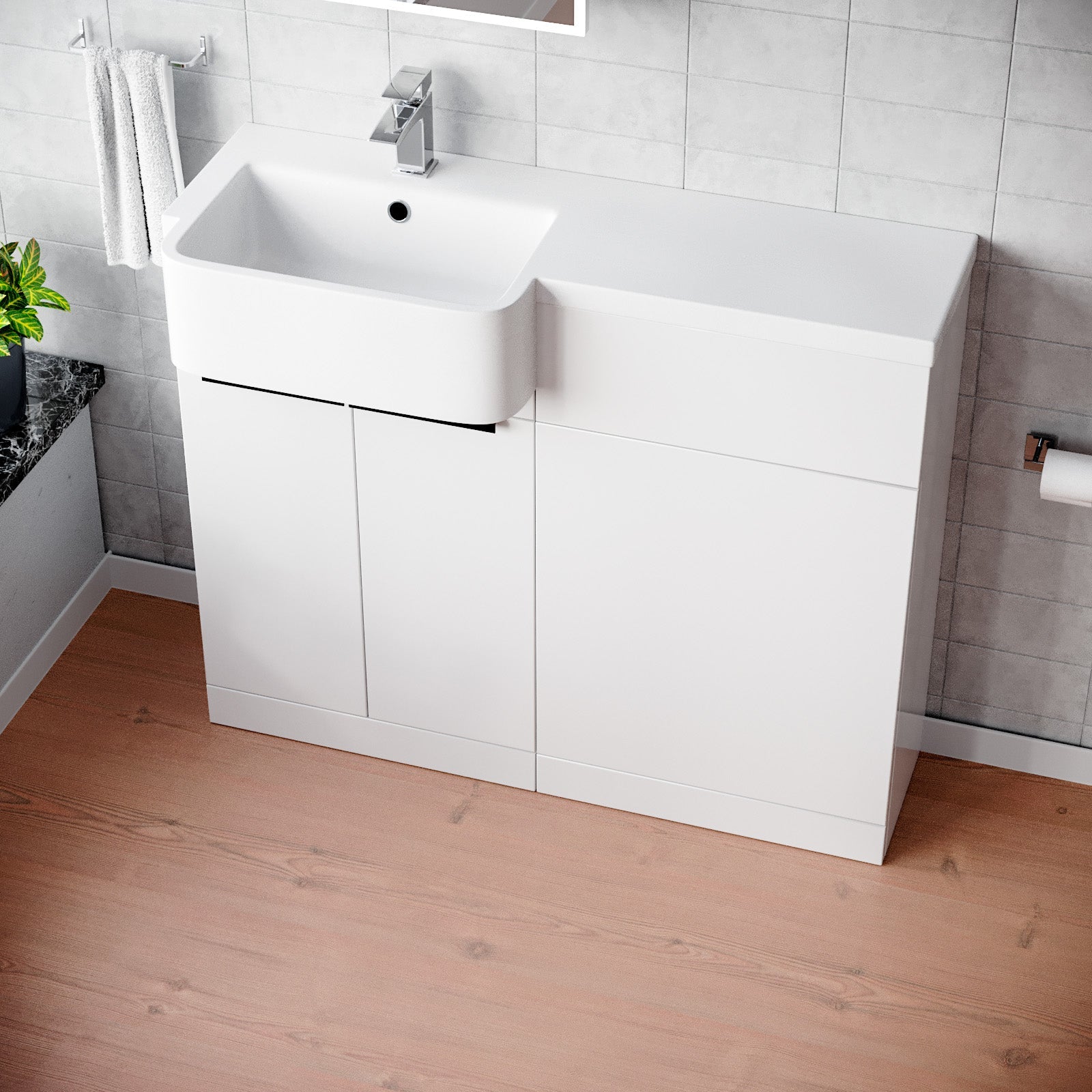Bretford Freestanding Basin Vanity Unit with Black Handle & WC Unit