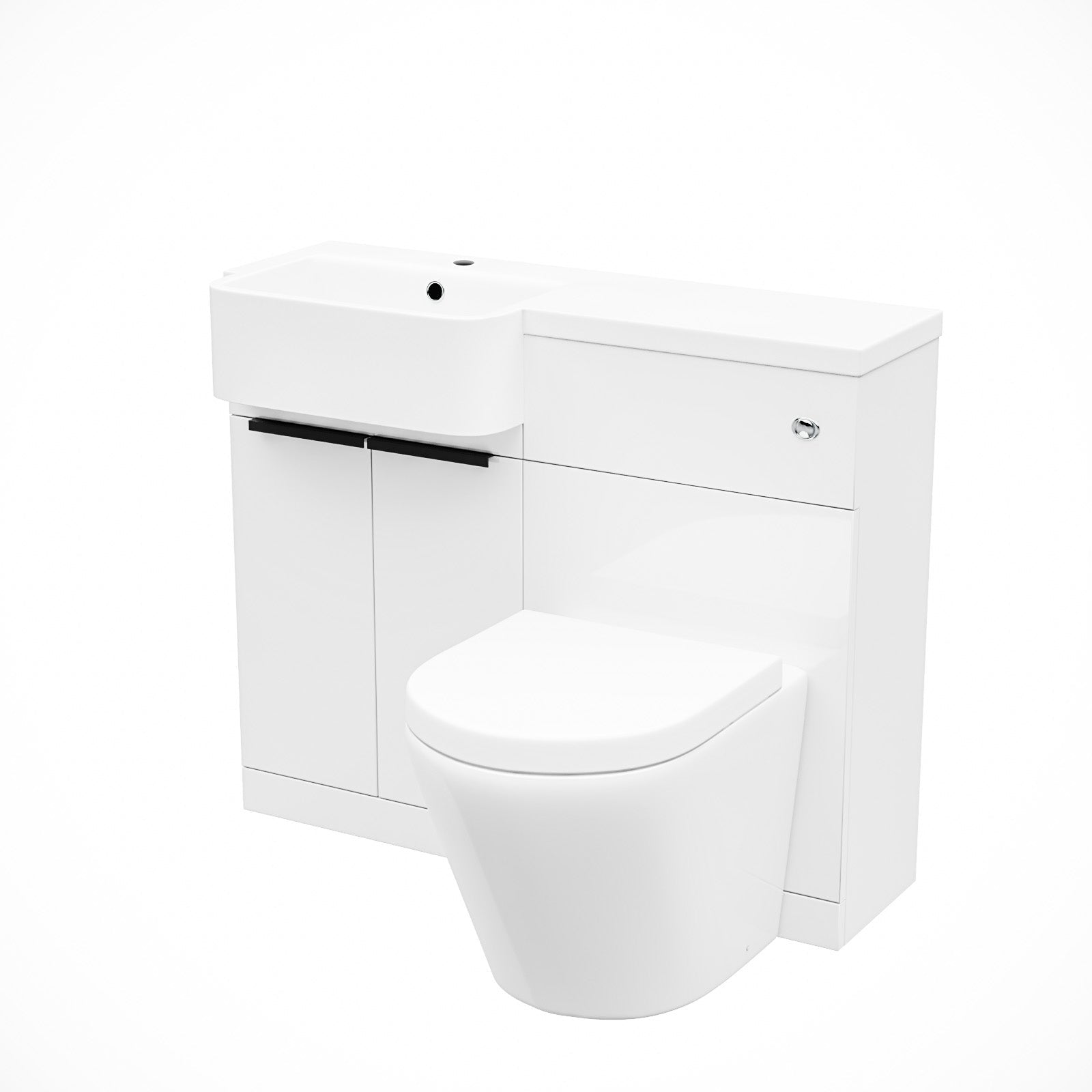 Bretford Basin Vanity Unit, With Black Handle, WC Unit & Rimless Toilet