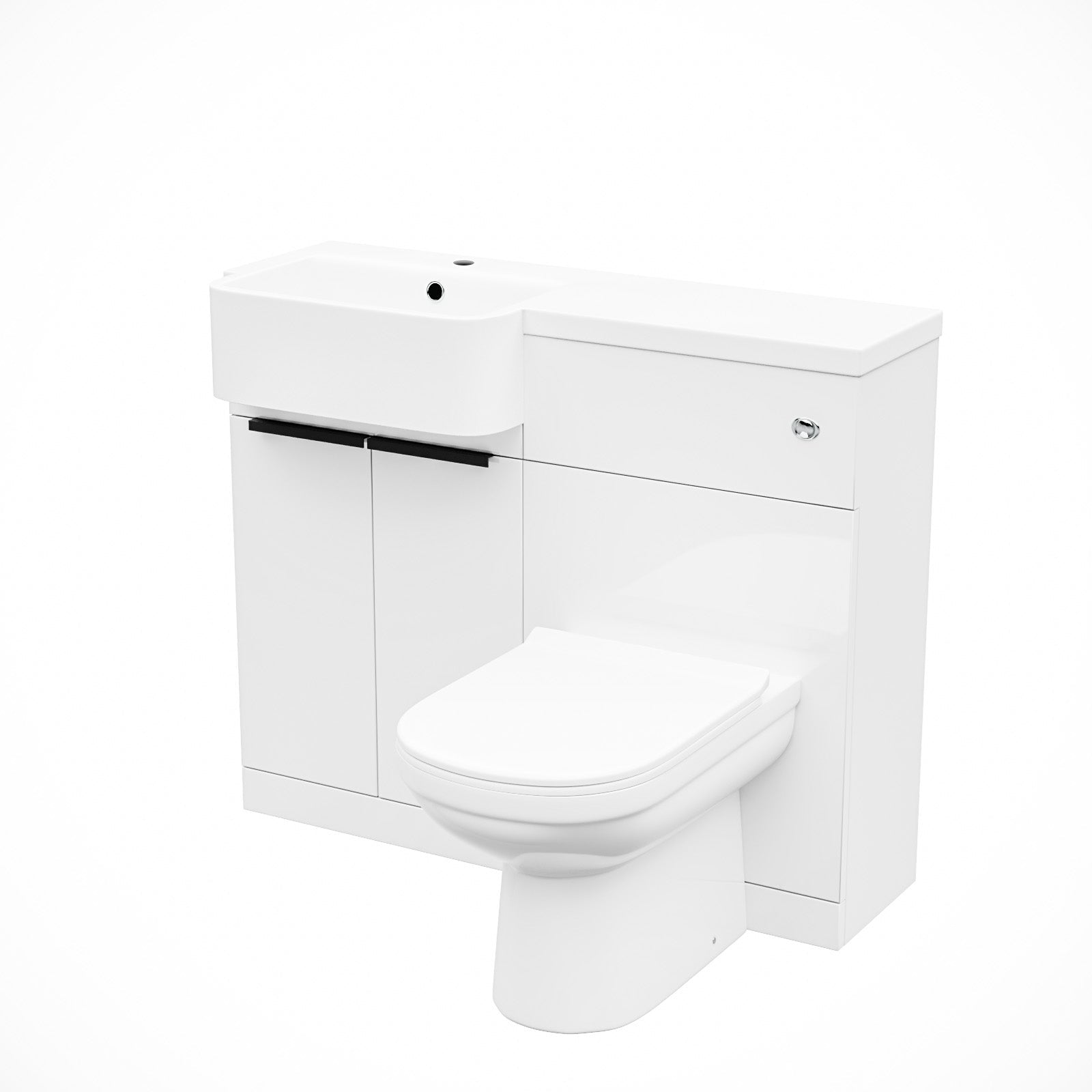 Bretford Freestanding Basin Vanity Unit With Black Handles, WC Unit & Toilet
