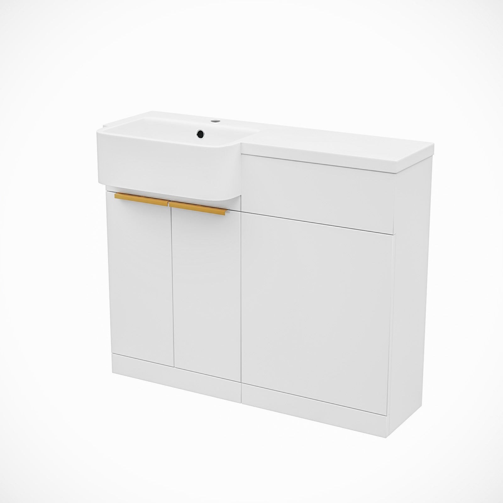 Bretford Freestanding Basin Vanity Unit With Brushed Brass Handle & WC Unit