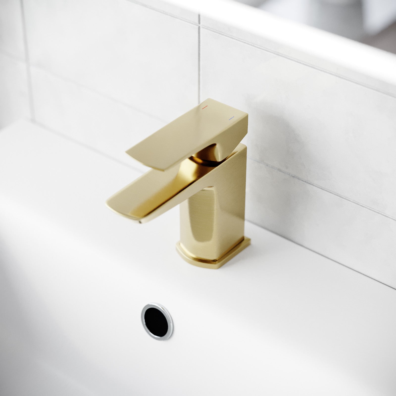 Bretford Brushed Brass Handle Basin Vanity Unit With Tap & WC Unit