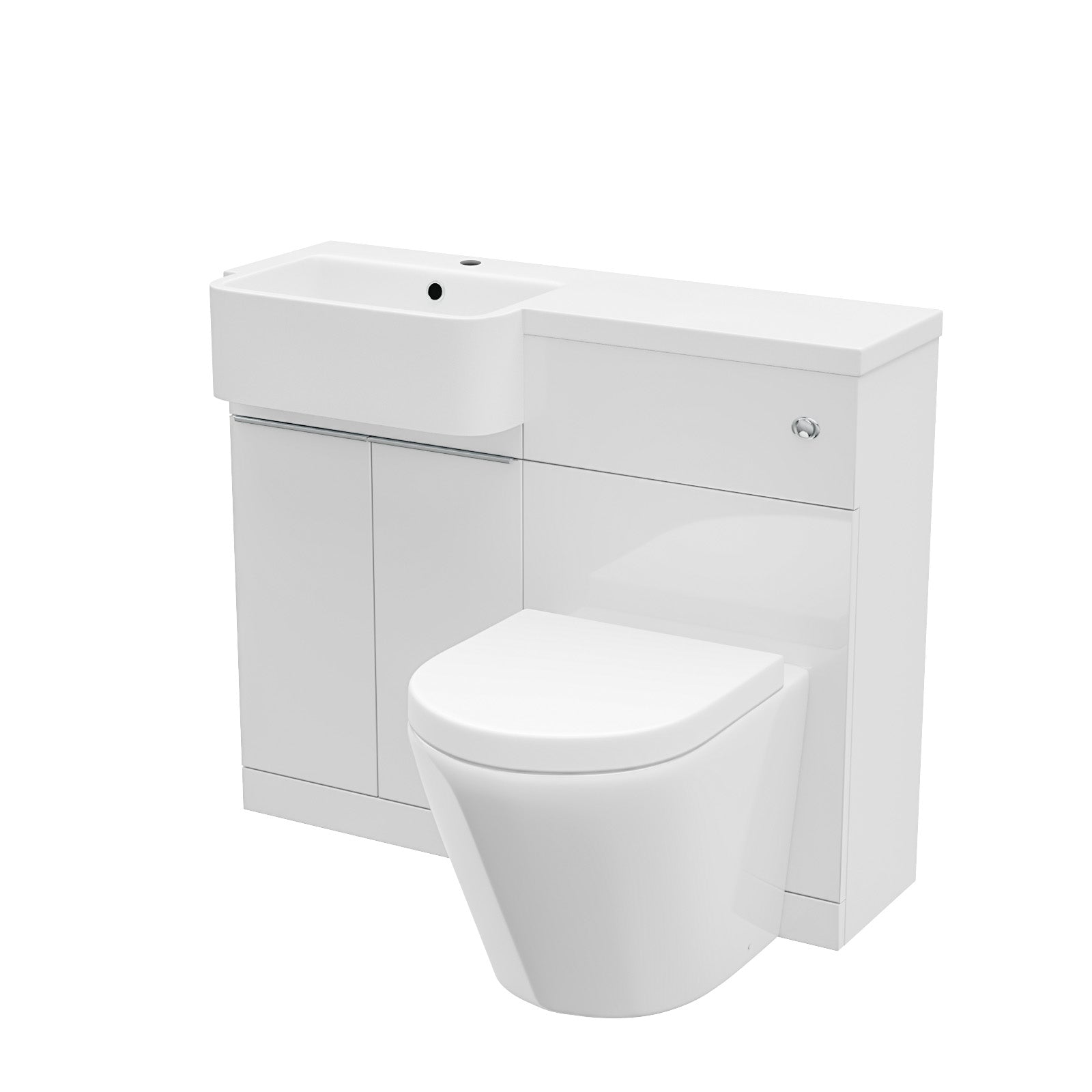 Bretford 1000mm Freestanding Cabinet White with Basin, WC Unit & Toilet