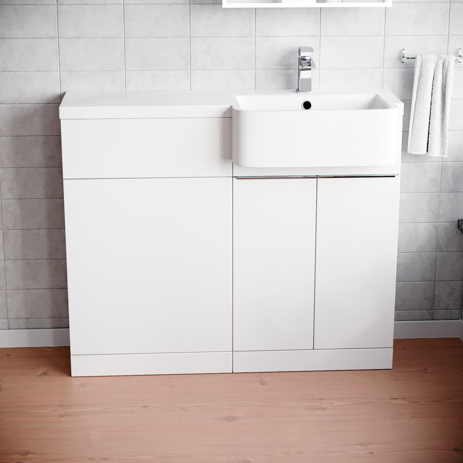Bretford 1000mm Freestanding White Cabinet with Basin & WC Unit