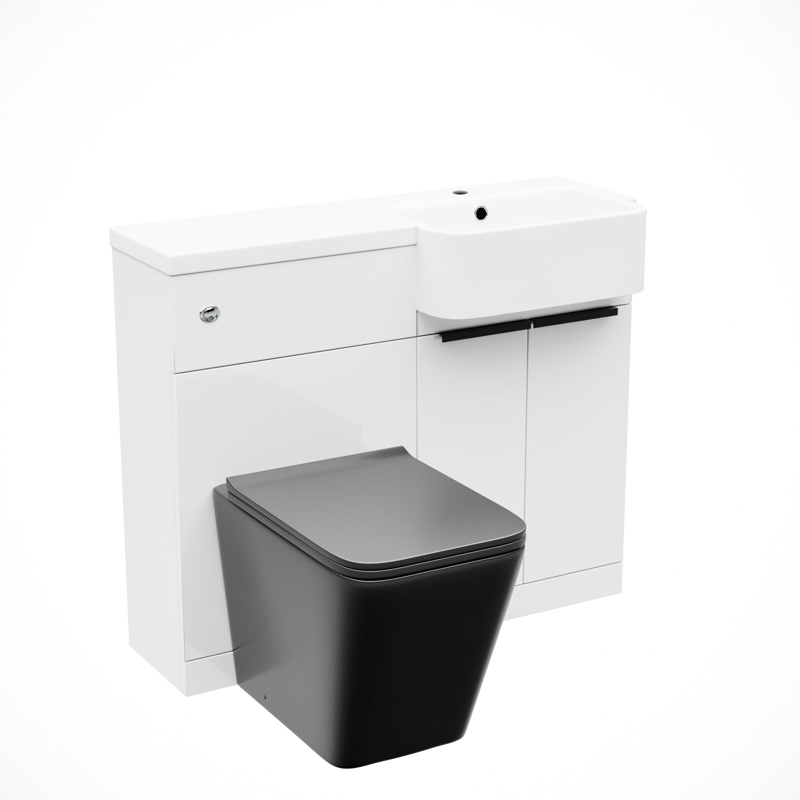 Bretford 1000mm RH Basin Vanity Black Handles, WC Unit & Square Black BTW Toilet Basin Vanity Black Handles, WC Unit & Square Black BTW Toilet