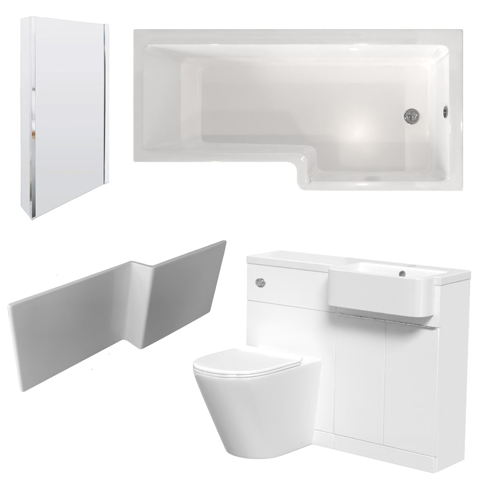 Bretford RH Basin Cabinet WC Unit BTW Toilet L-Shaped Bath & Panel Screen