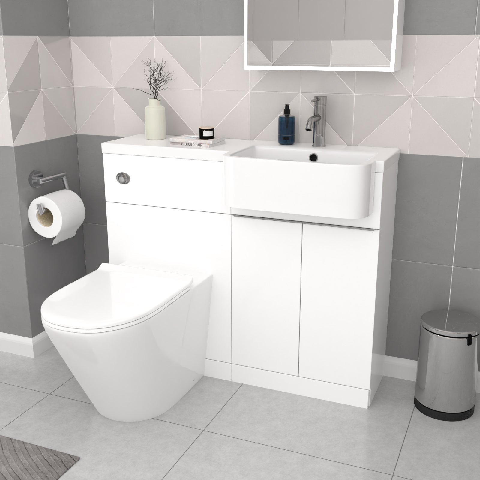 Bretford RH Basin Cabinet WC Unit BTW Toilet L-Shaped Bath & Panel Screen