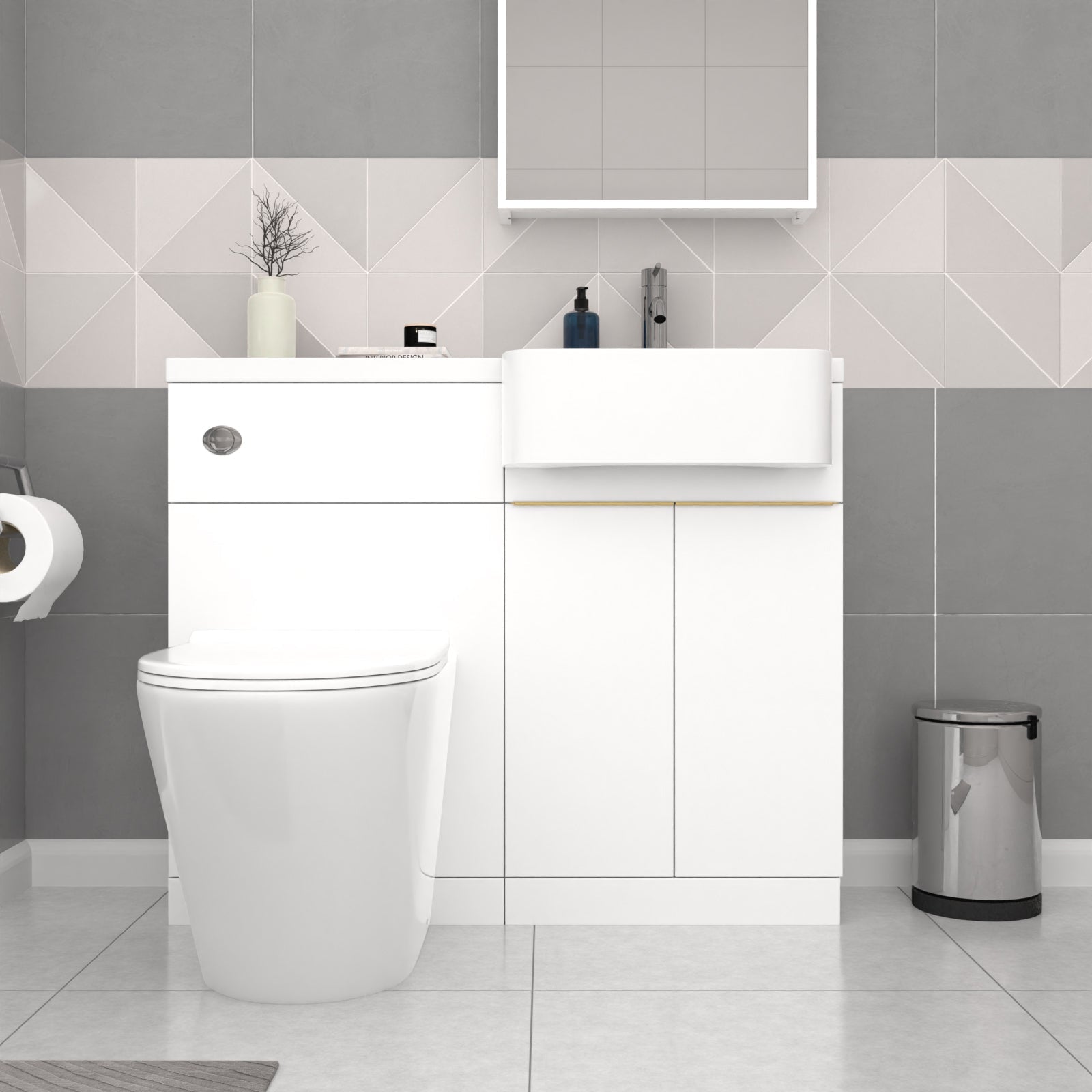 Haoran RH Basin Brass Handle WC Unit BTW Toilet L Shape Bath & Panel Screen