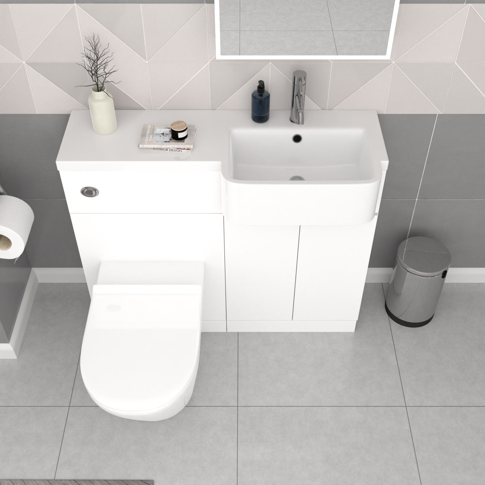 Bretford RH Basin Brass Handle WC Unit BTW Toilet L-Shaped Bath & Panel Screen