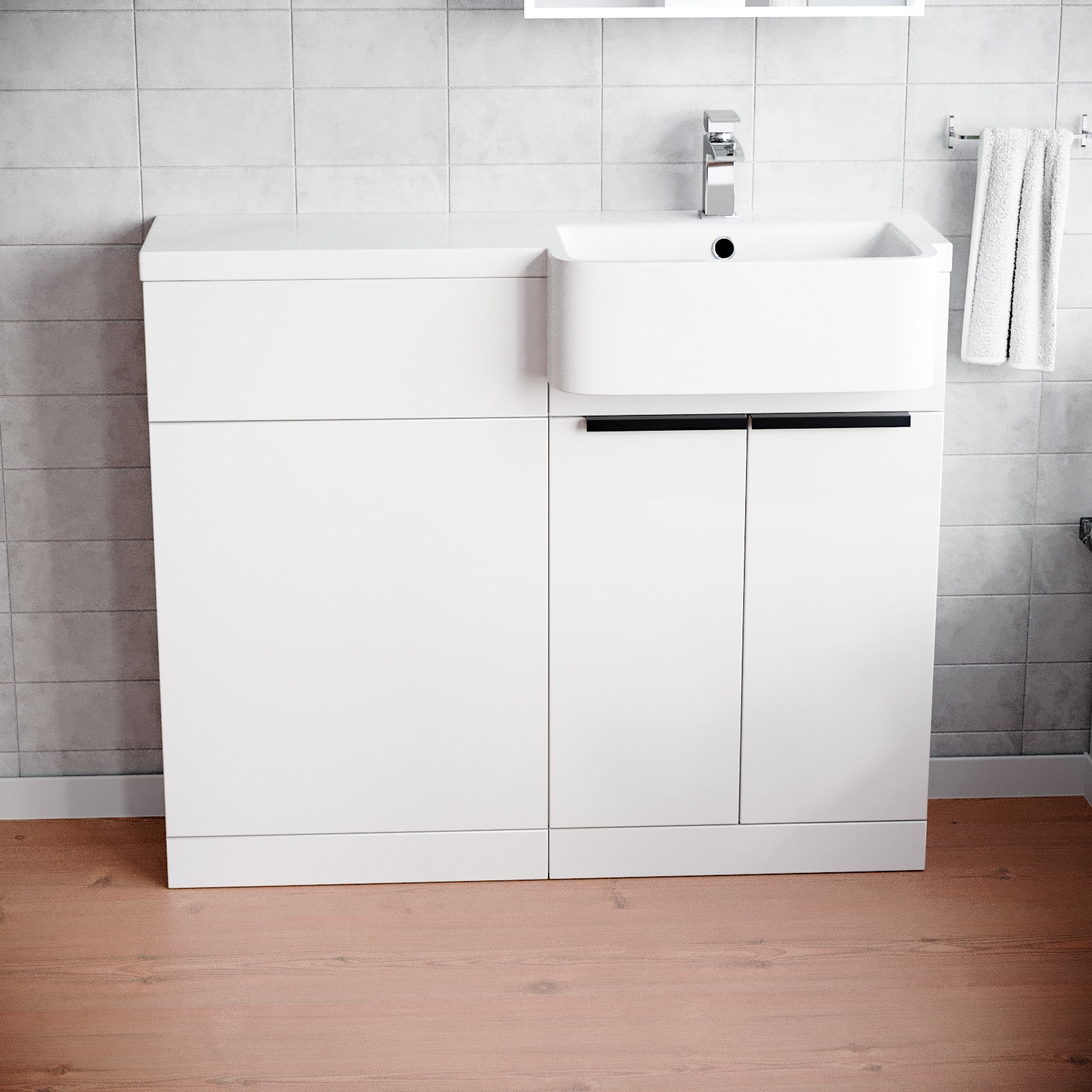 Bretford Freestanding Basin Vanity Unit with Black Handle & WC Unit