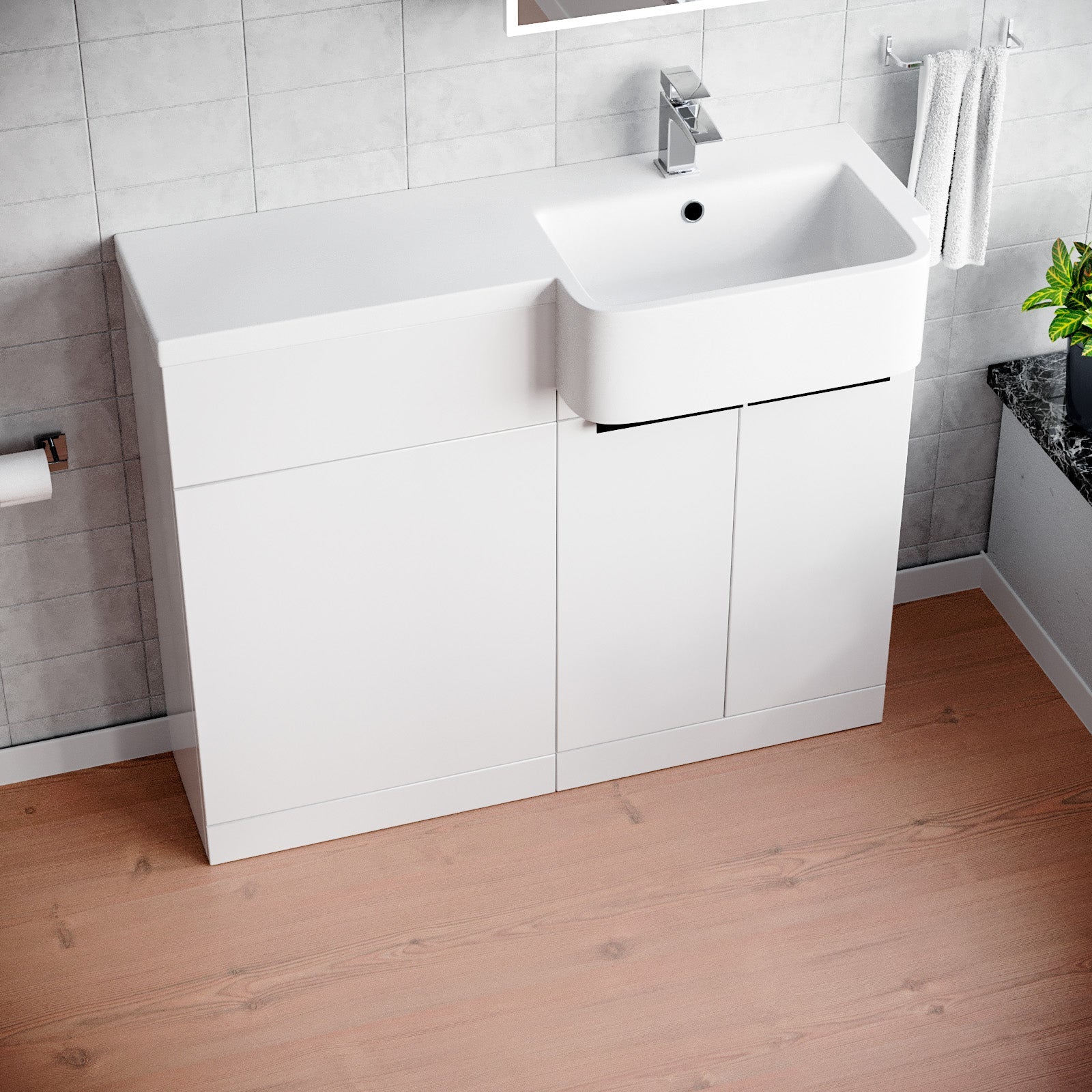 Bretford Freestanding Basin Vanity Unit with Black Handle & WC Unit