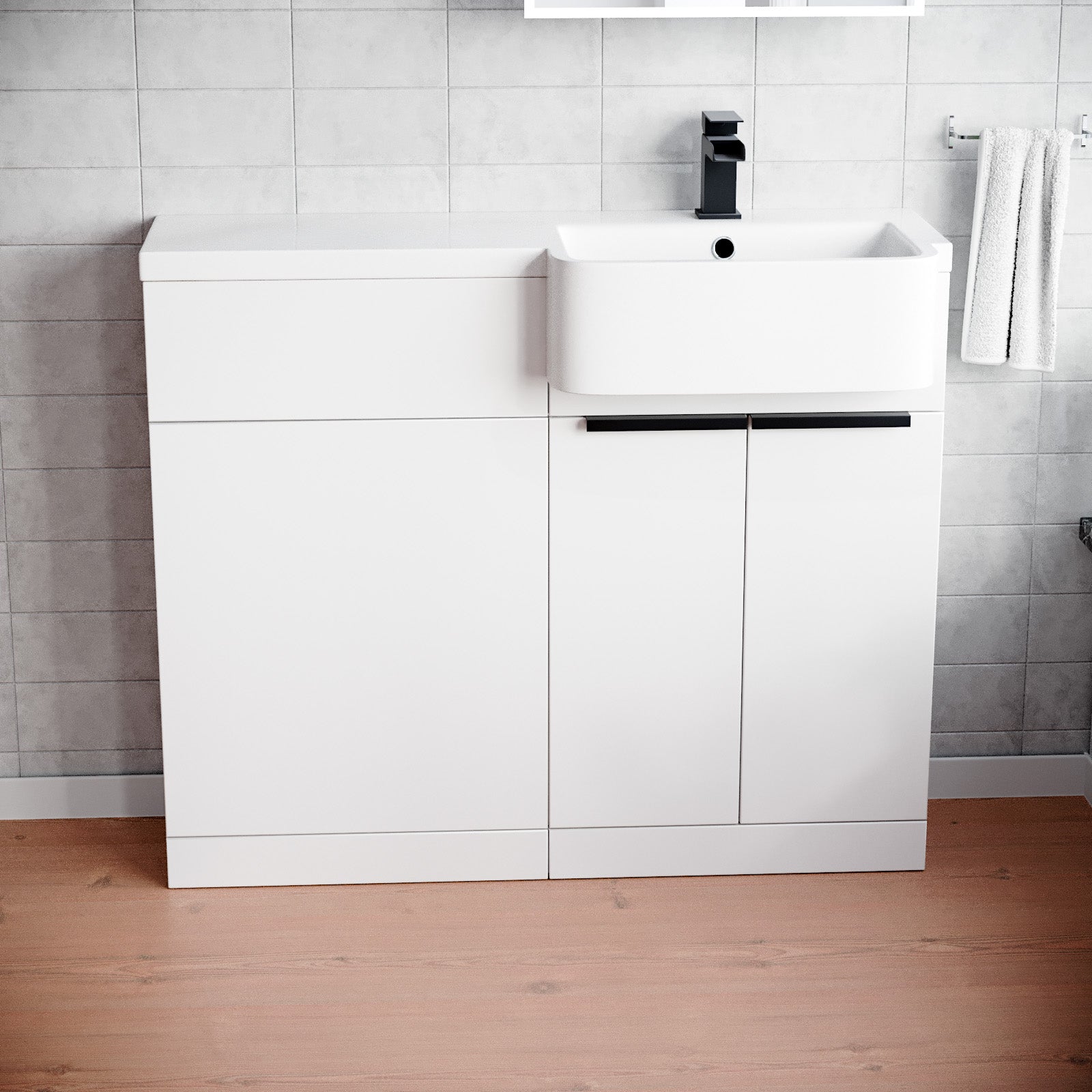 Bretford Black Handle Basin Vanity Unit With Tap & Freestanding WC Unit