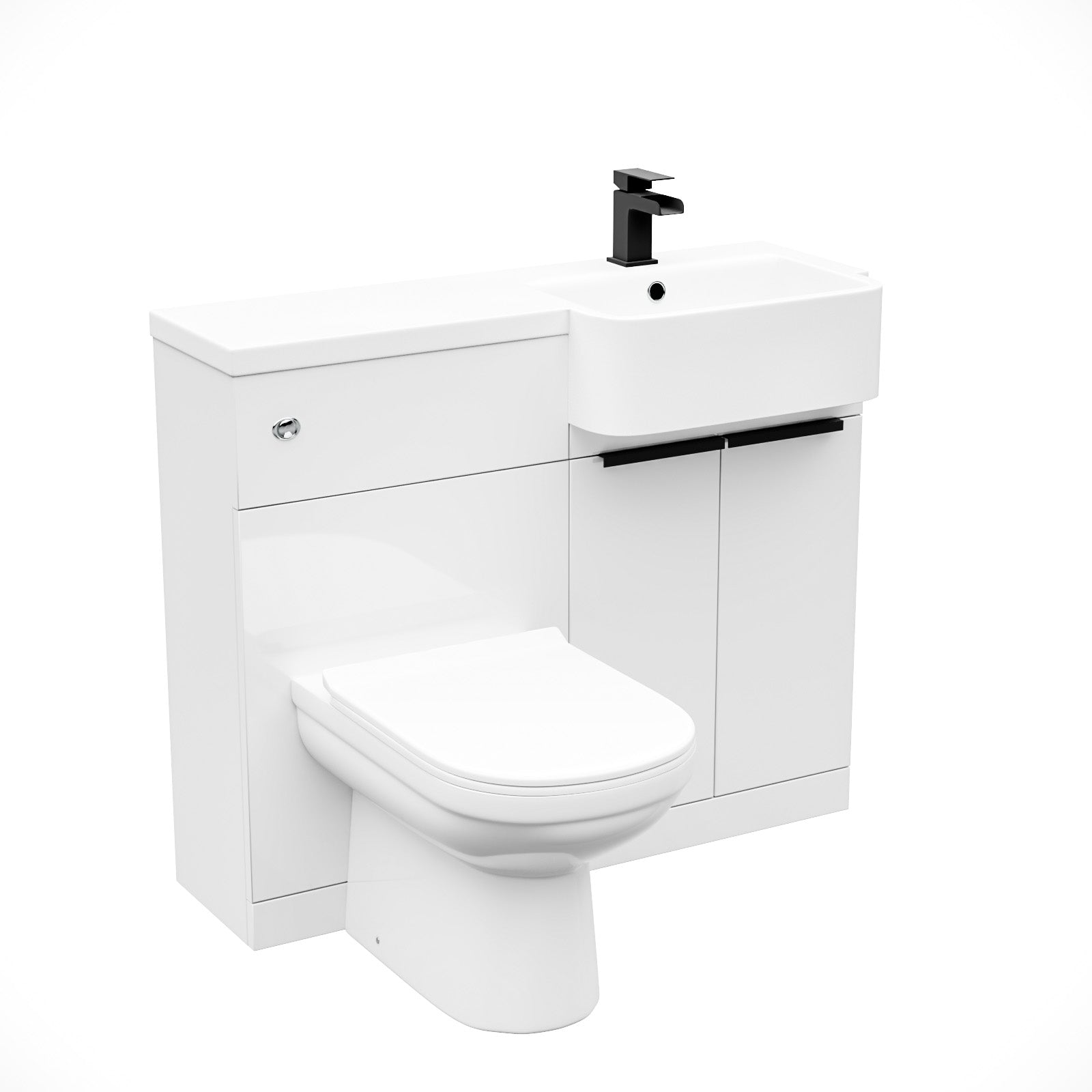 Bretford Black Handle Basin Vanity Unit With Tap, WC Unit & Toilet