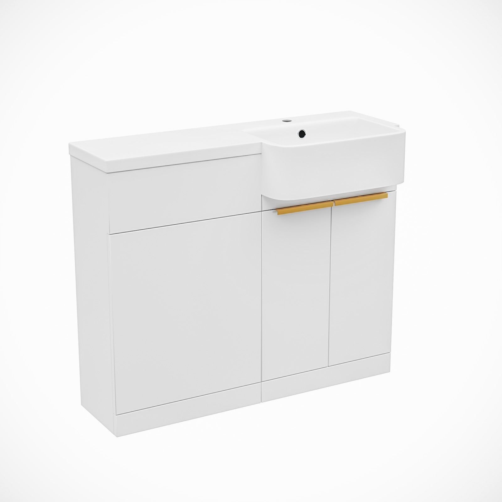 Bretford Freestanding Basin Vanity Unit With Brushed Brass Handle & WC Unit