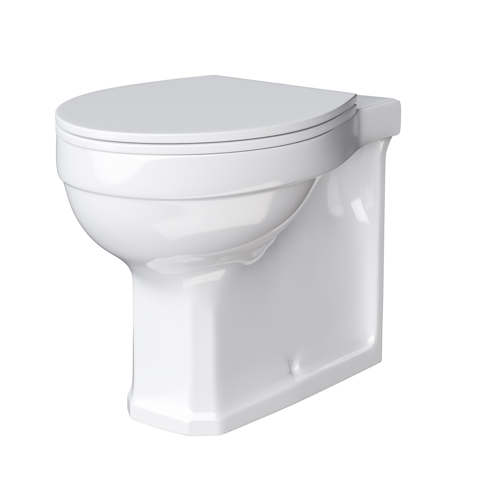 White Oval Shape Back to Wall Toilet with Soft Close Slim Seat