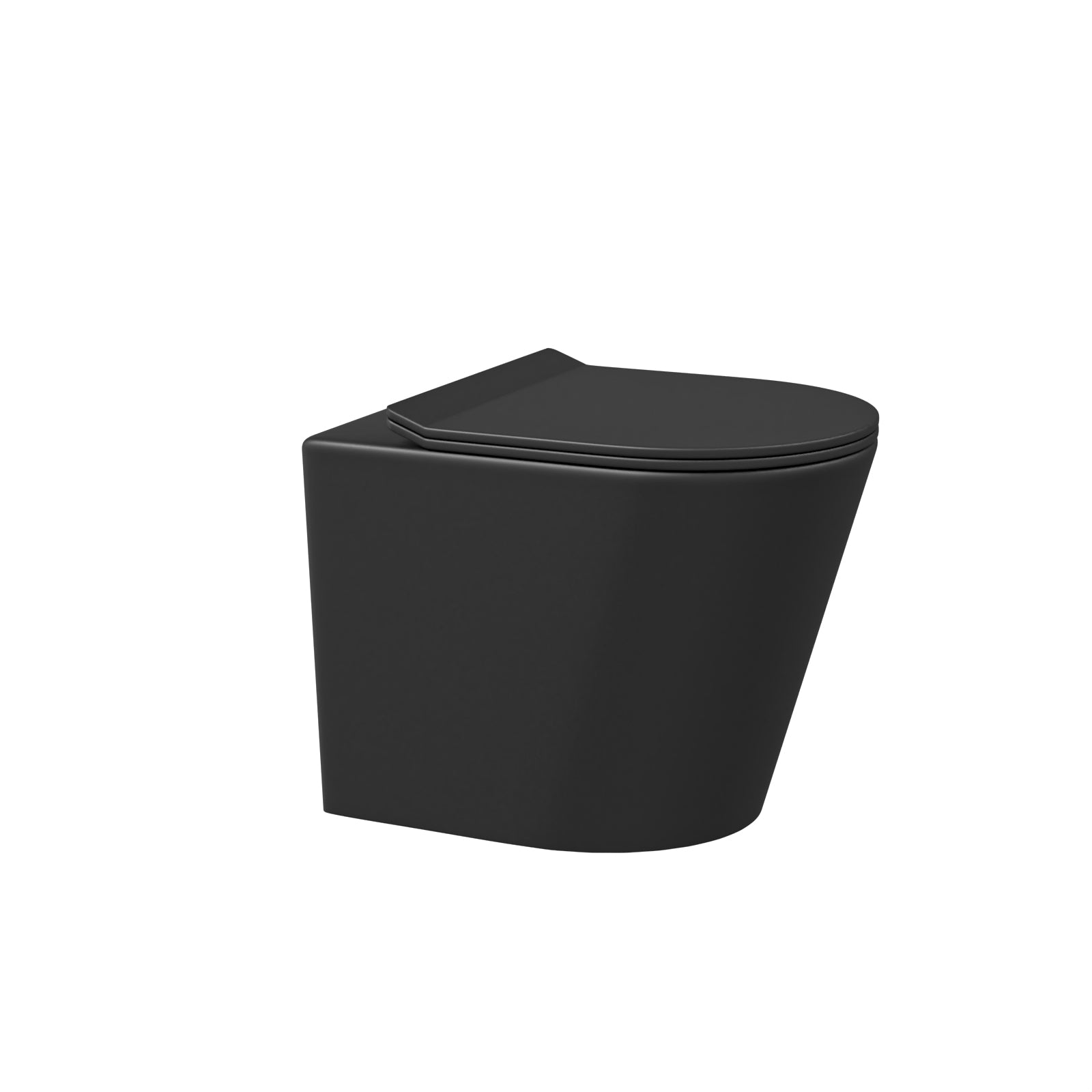 Rimless Round Back To Wall Toilet Pan & Soft Close Seat Matte Black
