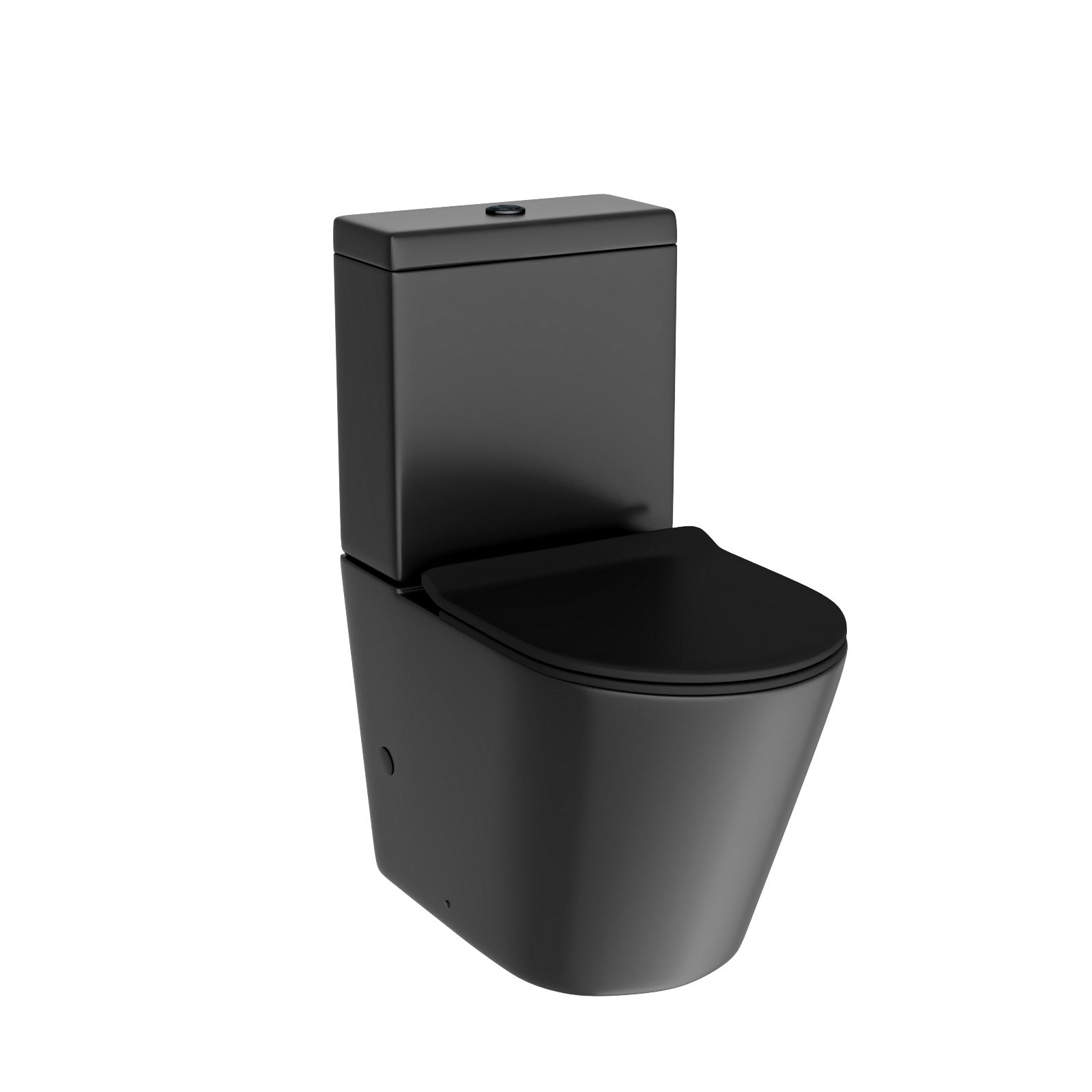 Rimless Round Close Coupled Toilet Pan, Cistern & Seat Matt Black