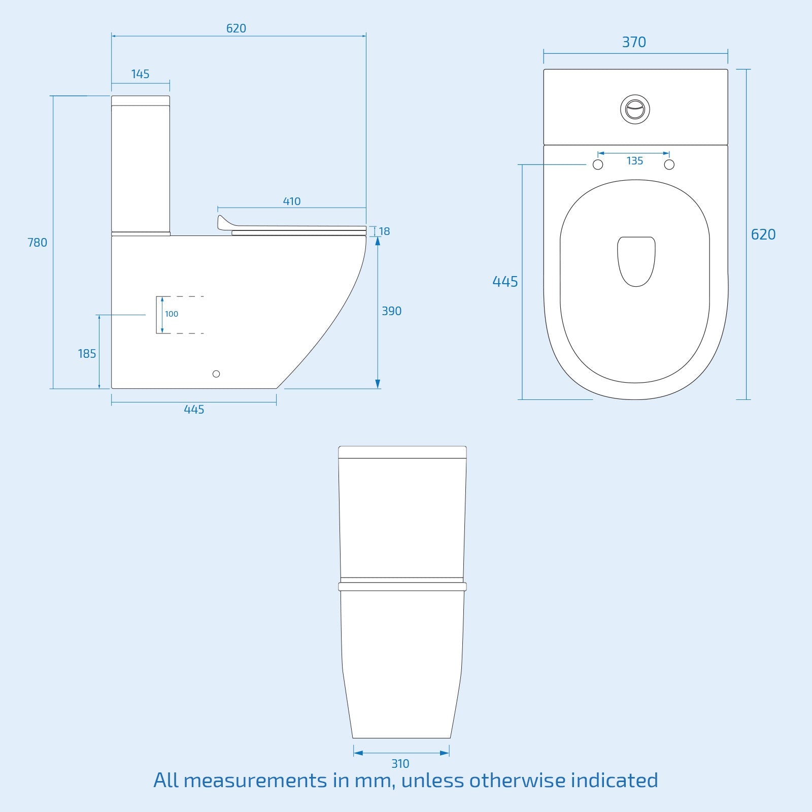Rimless Round Close Coupled Toilet Pan, Cistern & Seat Matt Black