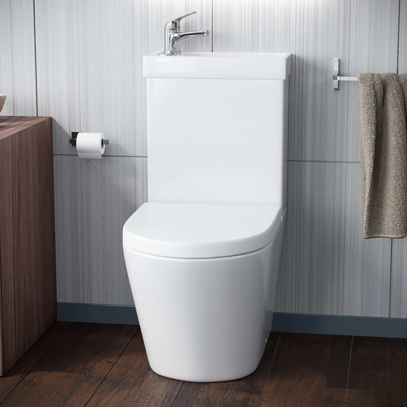 Pilton 2 in 1 Close Coupled Pan, Cistern And Round PP Toilet Seat
