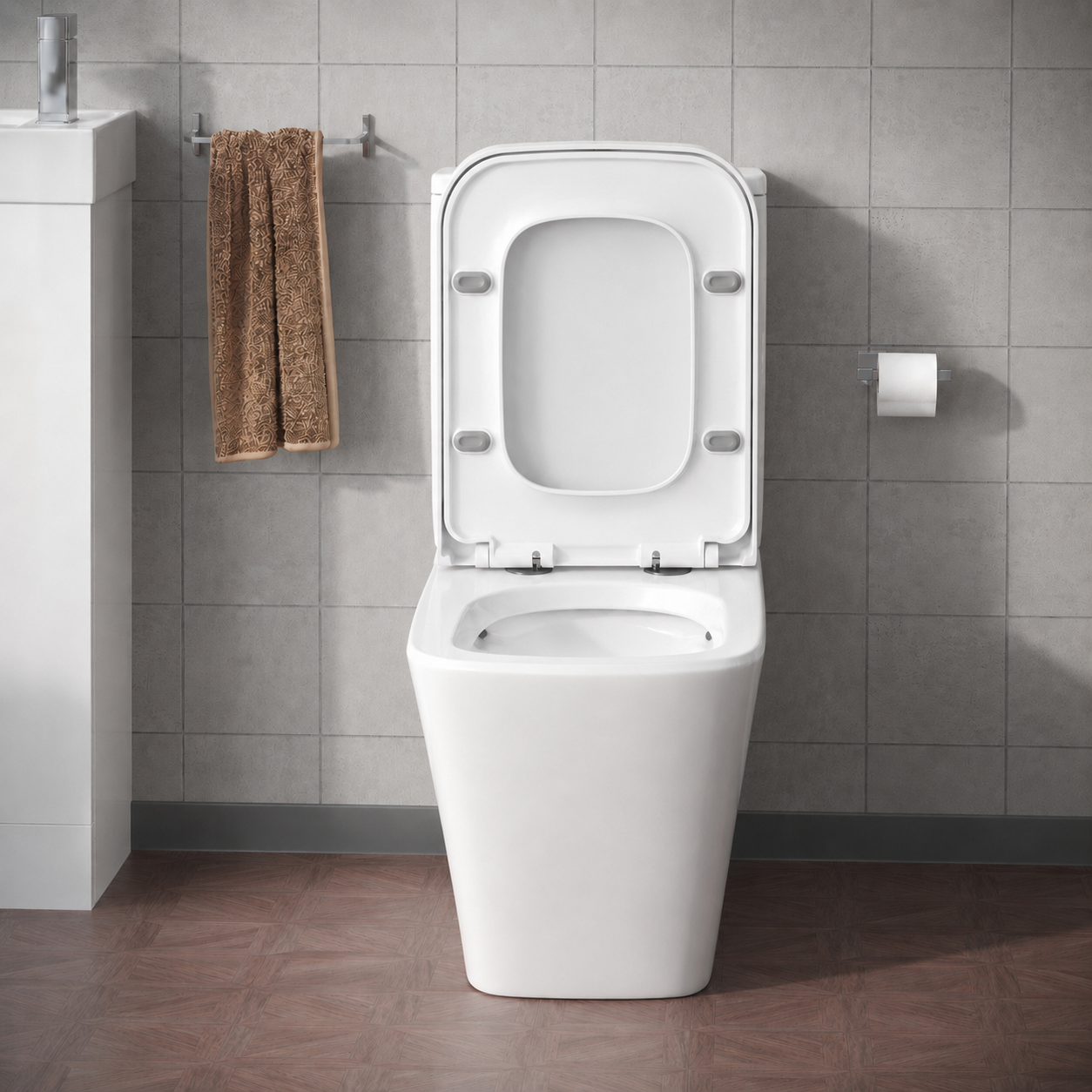 Norton Square Rimless Close Coupled Toilet, Cistern And Soft Close Toilet Seat