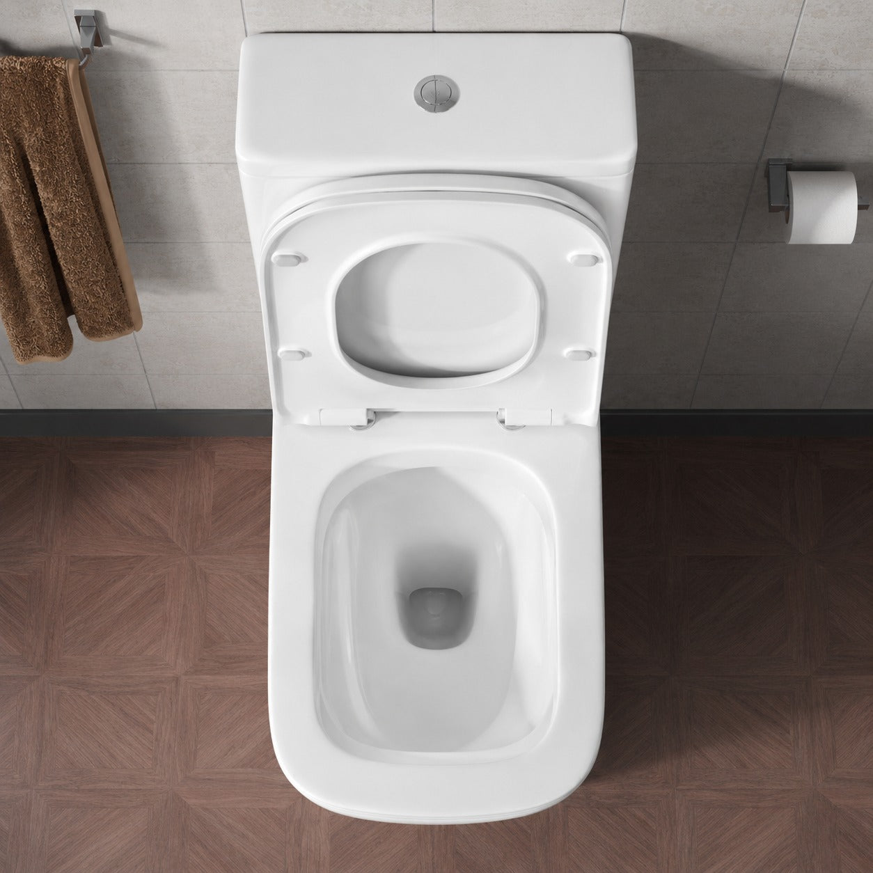 Norton Square Rimless Close Coupled Toilet, Cistern And Soft Close Toilet Seat