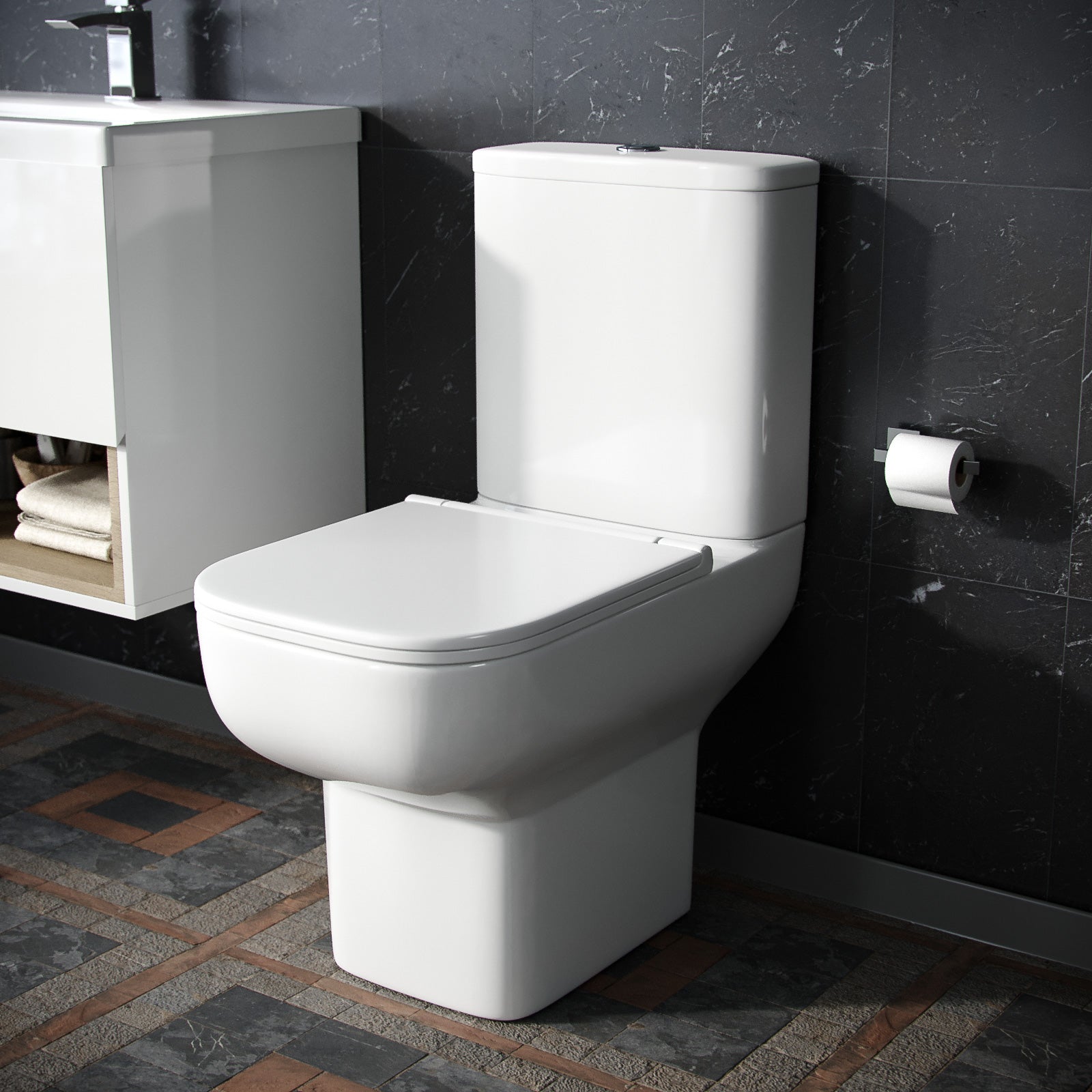 Louie Close Coupled Toilet Pan, Cistern & Soft Close Seat