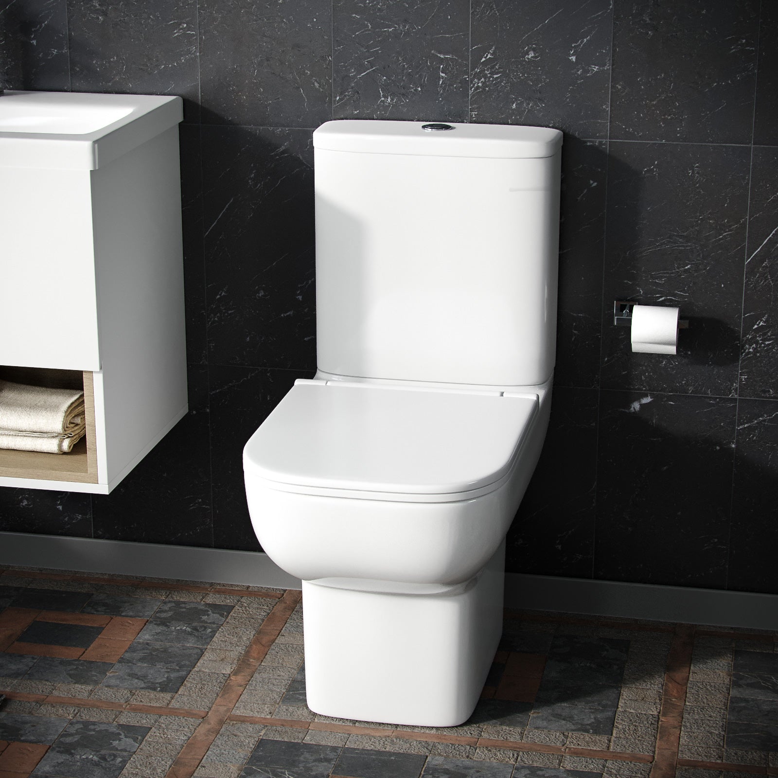 Louie Close Coupled Toilet Pan, Cistern & Soft Close Seat