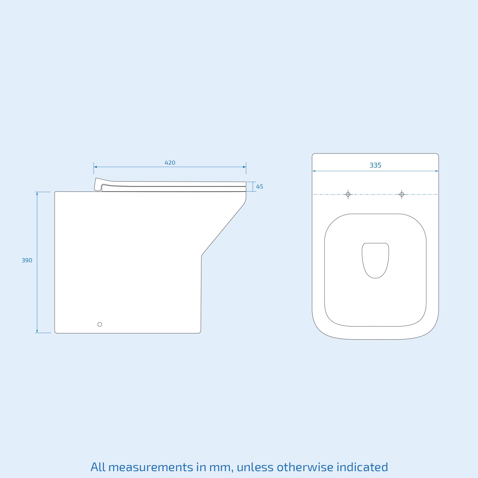 White Square Shape Back to Wall Toilet with Soft Close Slim Seat