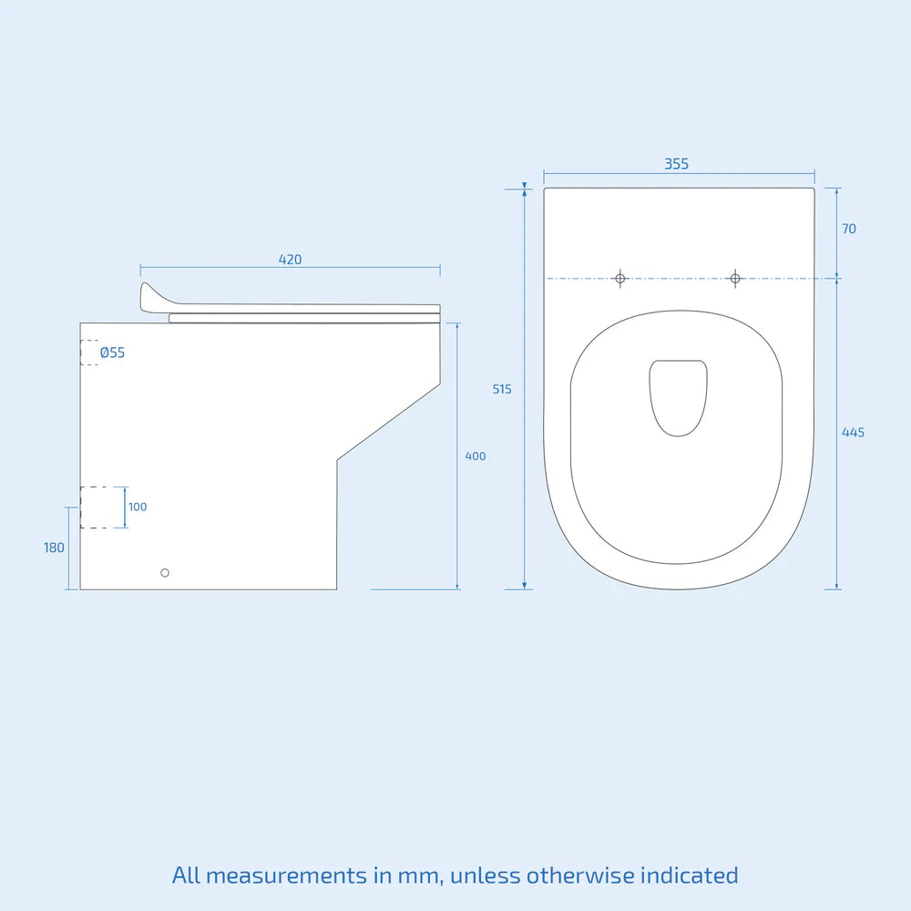 Nanuya White Vanity Basin Cabinet, WC Unit & Comfort Back To Wall Toilet
