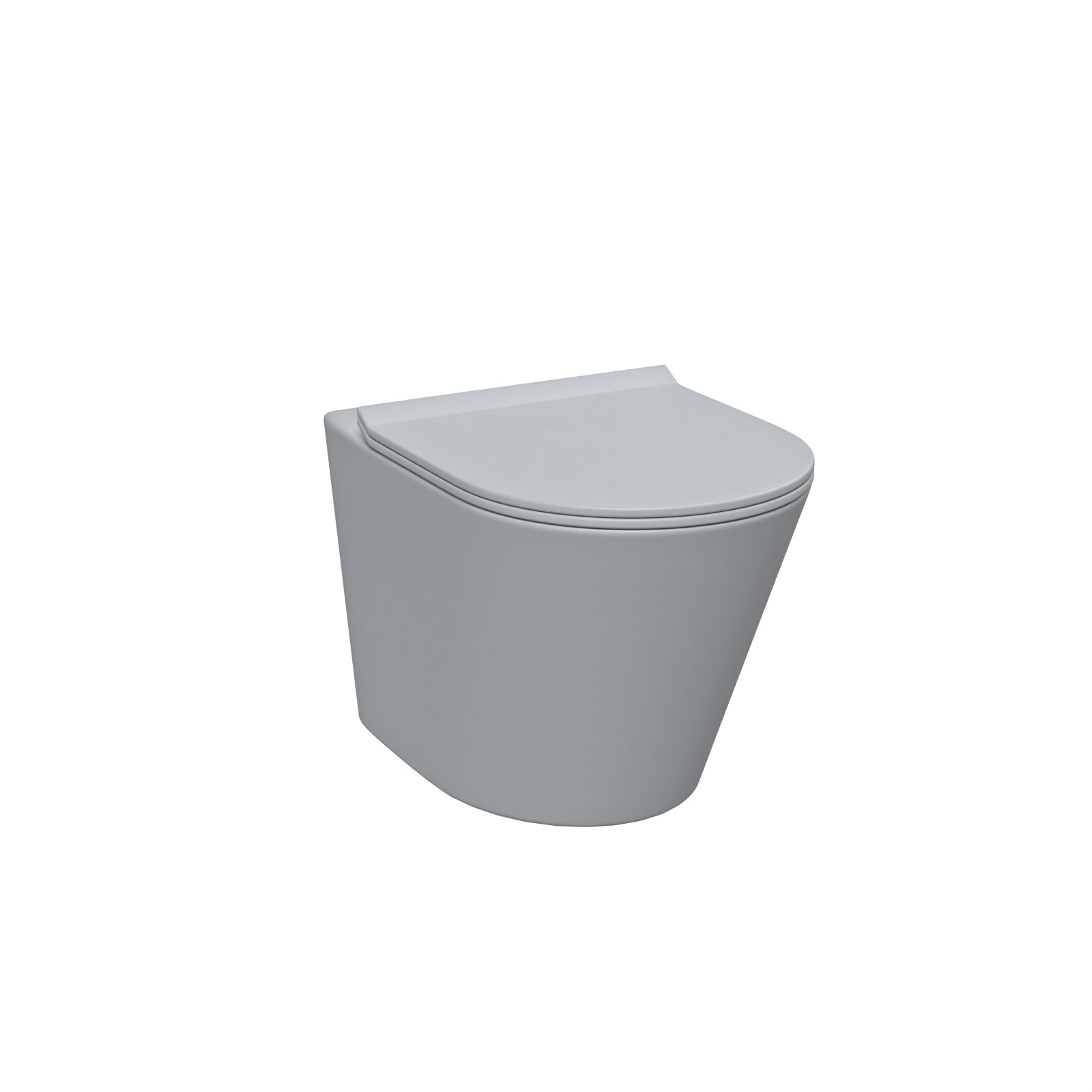 Matte Grey Rimless Round Back to Wall Toilet with Soft Close Seat