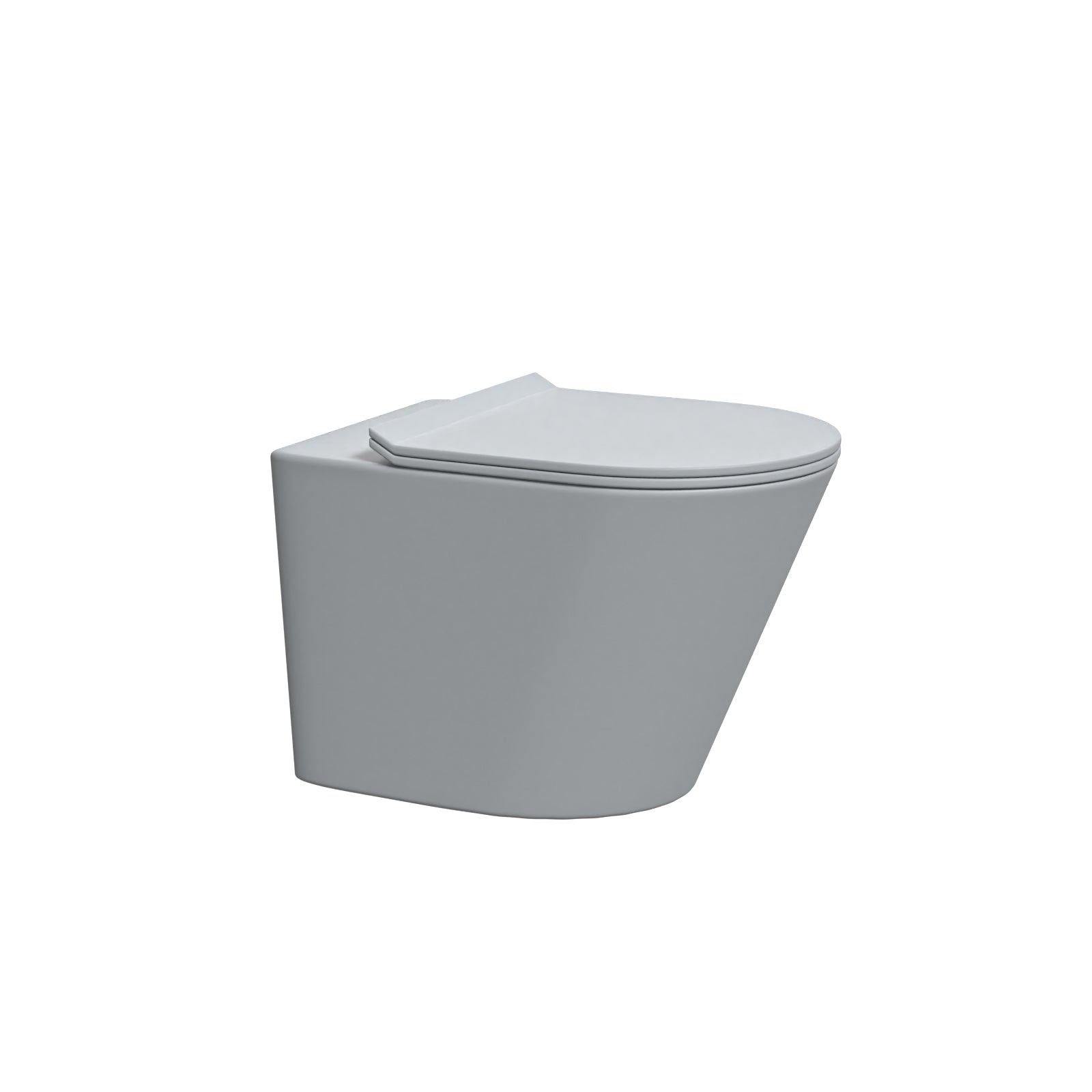 Matte Grey Rimless Round Back to Wall Toilet with Soft Close Seat