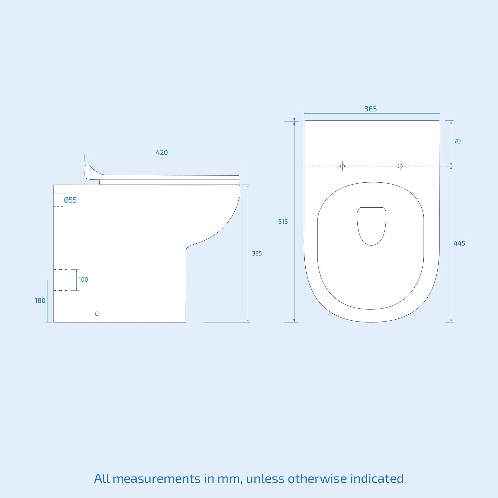 Kobe Modern Stylish Bathroom Back to Wall Toilet with Soft Close Seat White