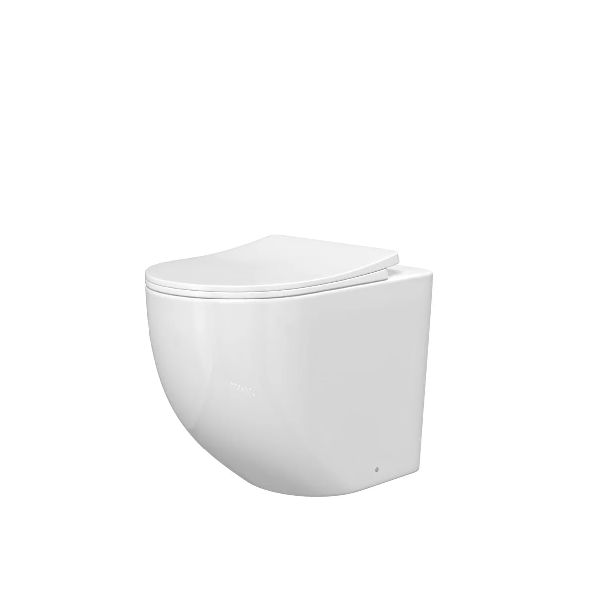 White Comfort Height Round Rimless Back To Wall Toilet Soft Close