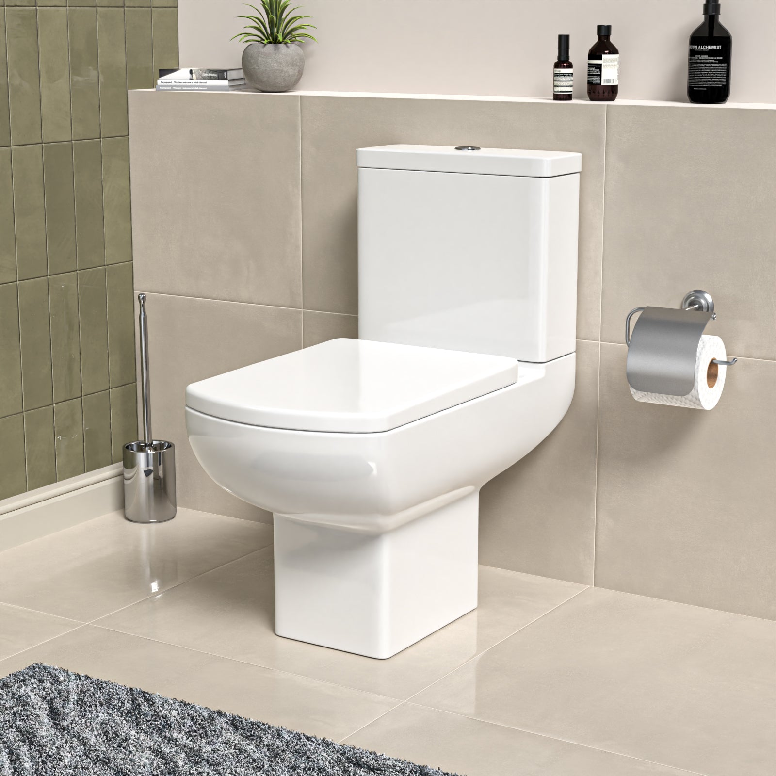 Rimless Close Coupled Toilet With Seat & Cistern