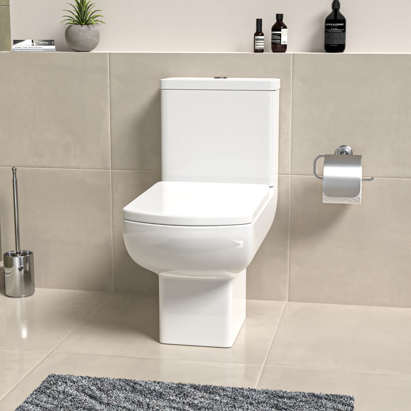 Rimless Close Coupled Toilet With Seat & Cistern